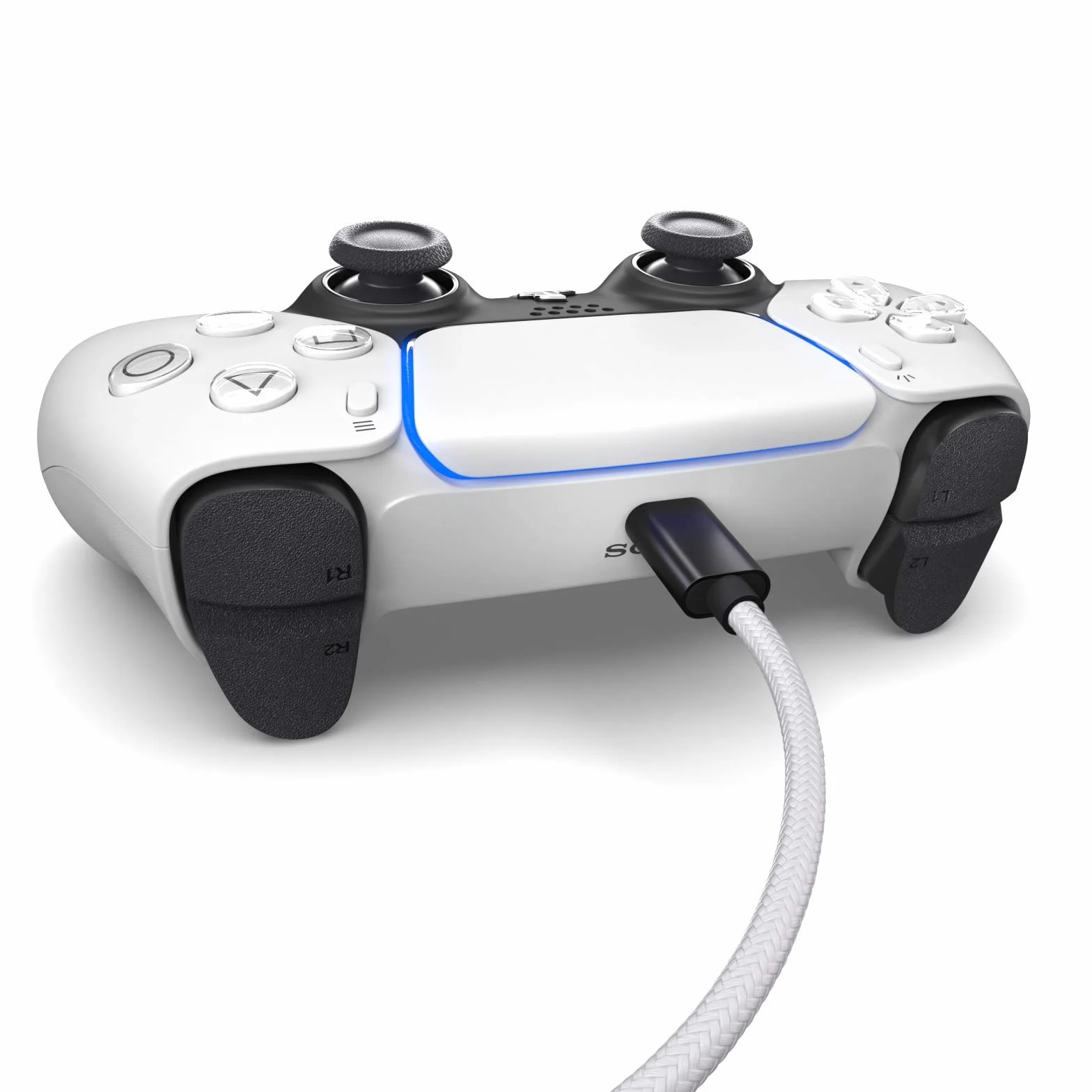 PAXO Nylonowy kabel do ładowania PS5, 3 m, do kontrolera Playstation 5, kabel USB C na C, USB 3.1 (USB 3.0), kabel do ładowania, płaszcz materiałowy, wtyczka aluminiowa, biały