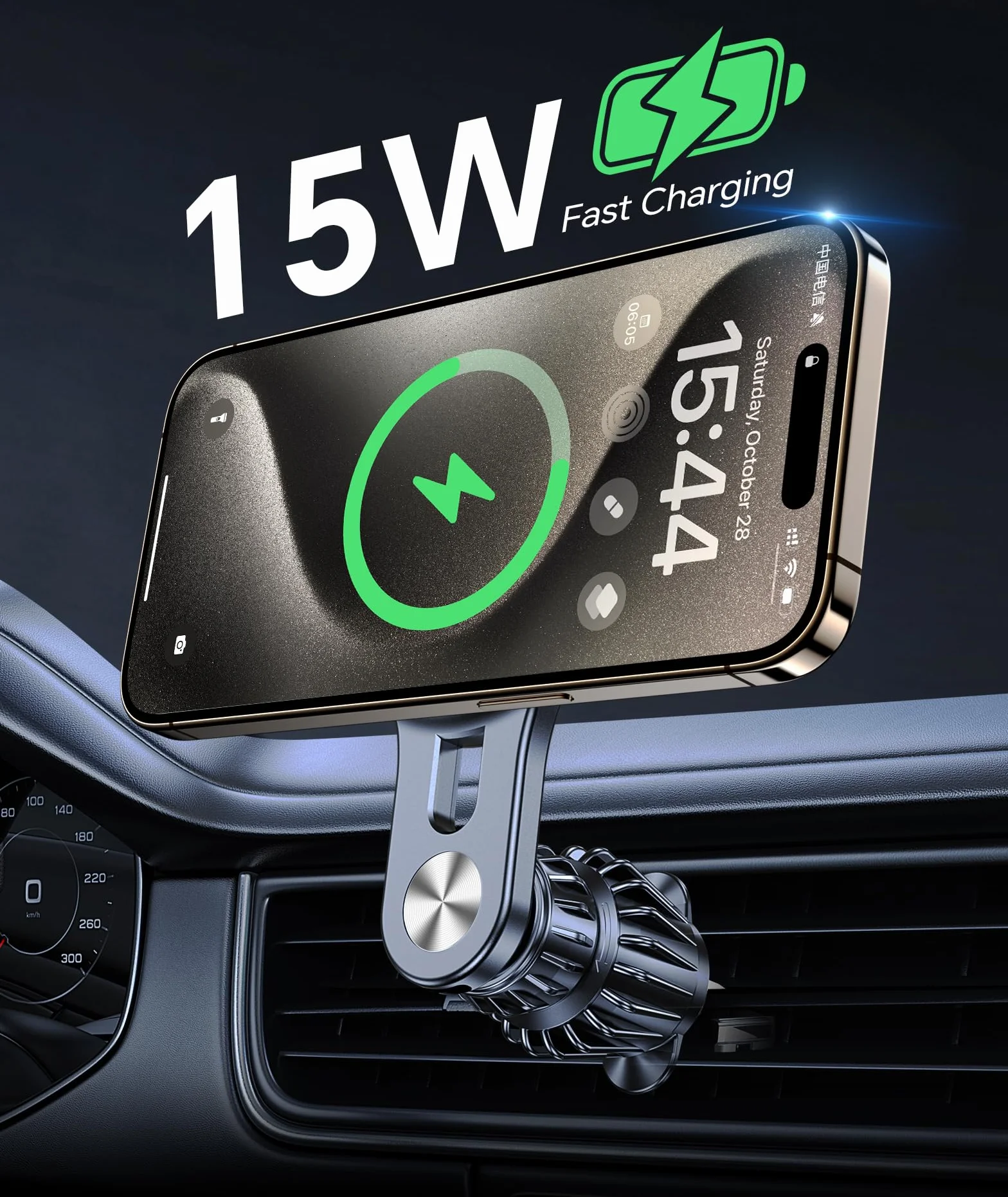 Ładowarka samochodowa [aktualizacja 2024] bezprzewodowa ładowarka samochodowa magnetyczny uchwyt na telefon czarny