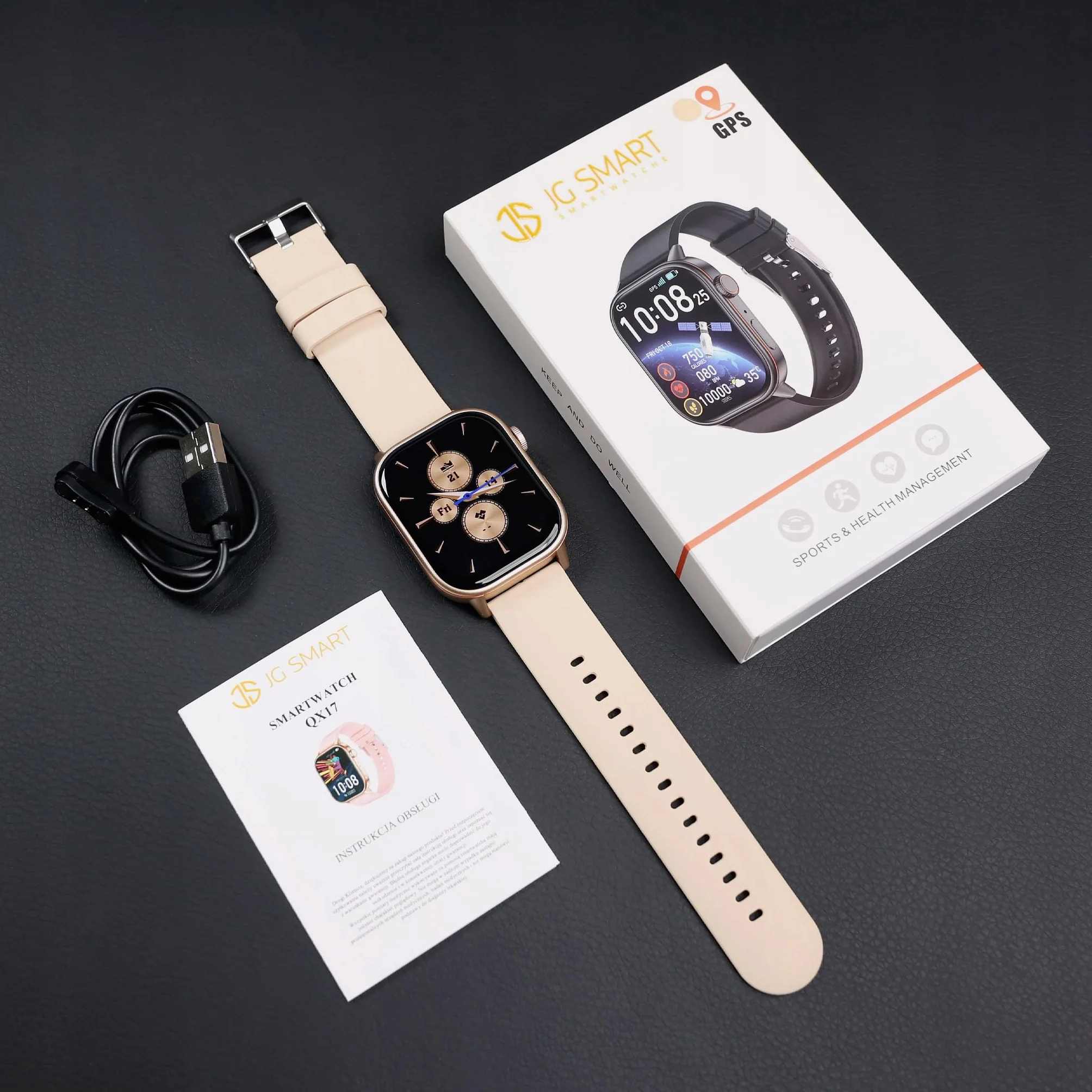 Smartwatch Zegarek Damski GPS Wodoodporny Rozmowy Sport Tętno Polskie Menu