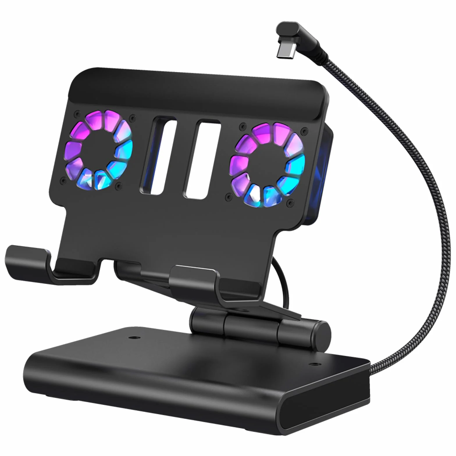 Stacja dokująca do ROG Ally X/Steam Deck/MSI Claw/Legion Go stacja dokująca z dwoma wentylatorami, 4K 144Hz HDMI 2.1 100 W PD USB 3.2 Gigabit Ethernet regulowany stojak (światło RGB)