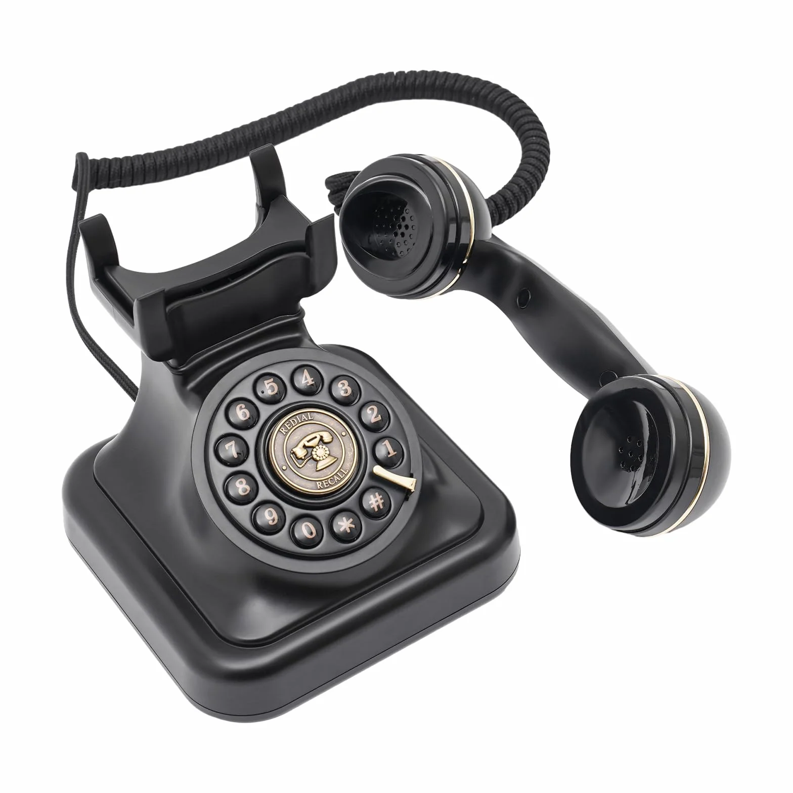 Vintage Retro Telefon Przewodowy Telefon do salonu, Sypialni, Biura Czarny