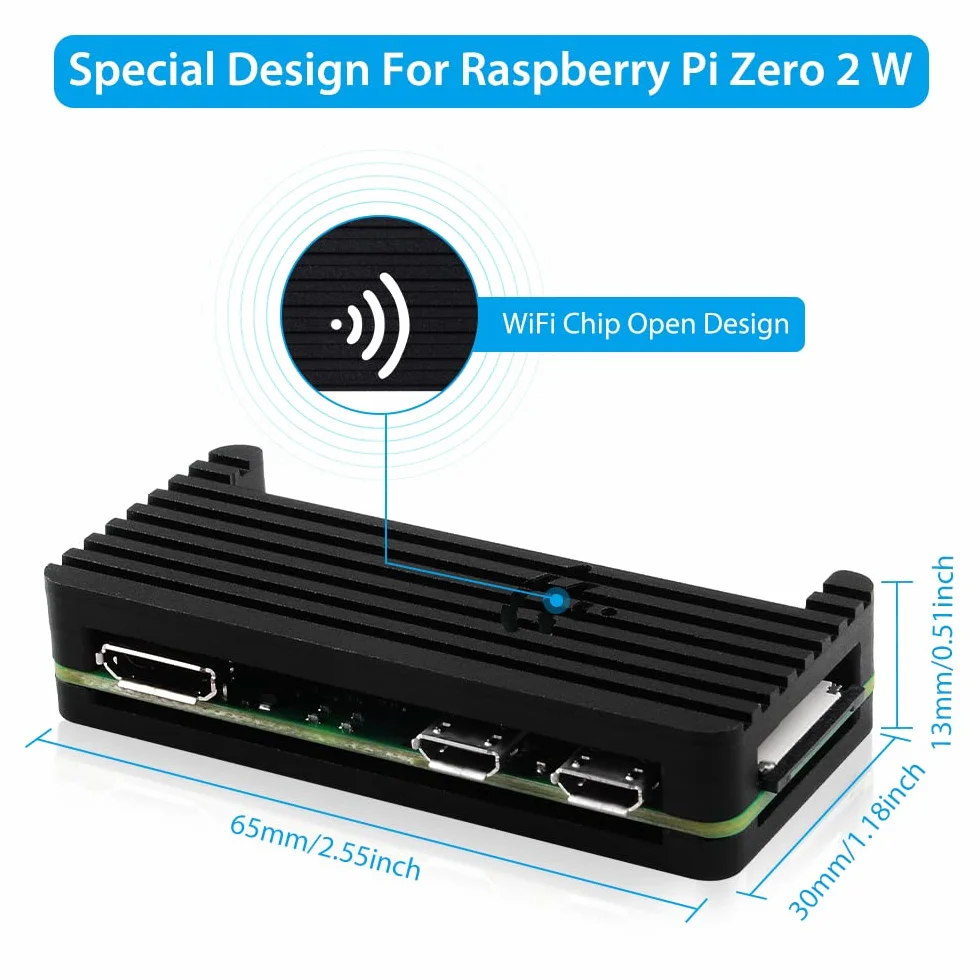 GeeekPi Case Kit dla Raspberry Pi Zero 2 W/Zero W, z RPi Zero 2 W obudową aluminiową, złączem GPIO 20-pinowym, adapterem Micro USB do OTG, kablem HDMI, RPi Zero radiatorem, kablem przełącznika ON/OFF
