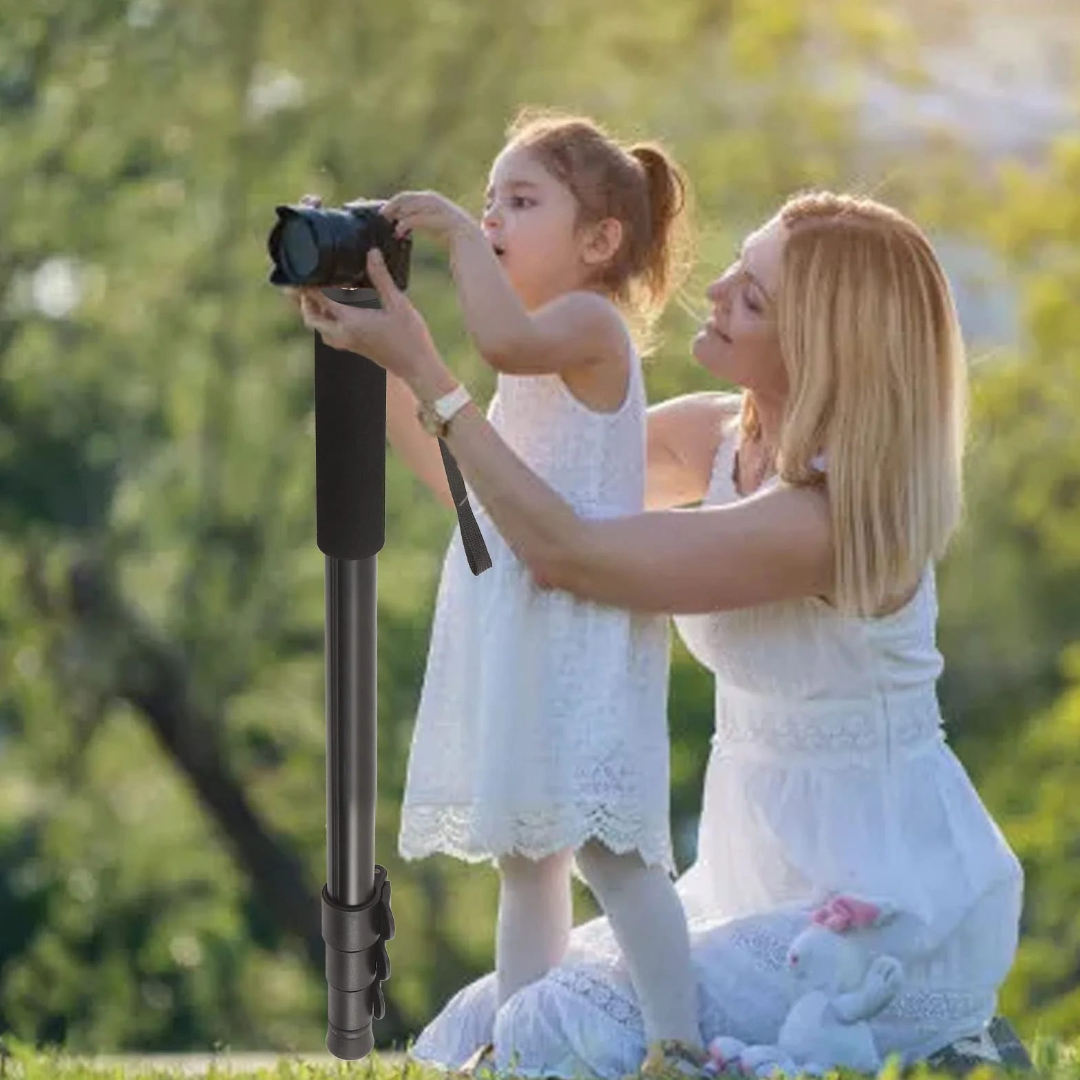 Monopod Lustrzanki, 4-sekcyjny Teleskopowy Uchwyt Laski, Stop Aluminium Łatwe Chowanie i Blokowanie Monopod Podróżny z torbą do Przenoszenia do Fotografii