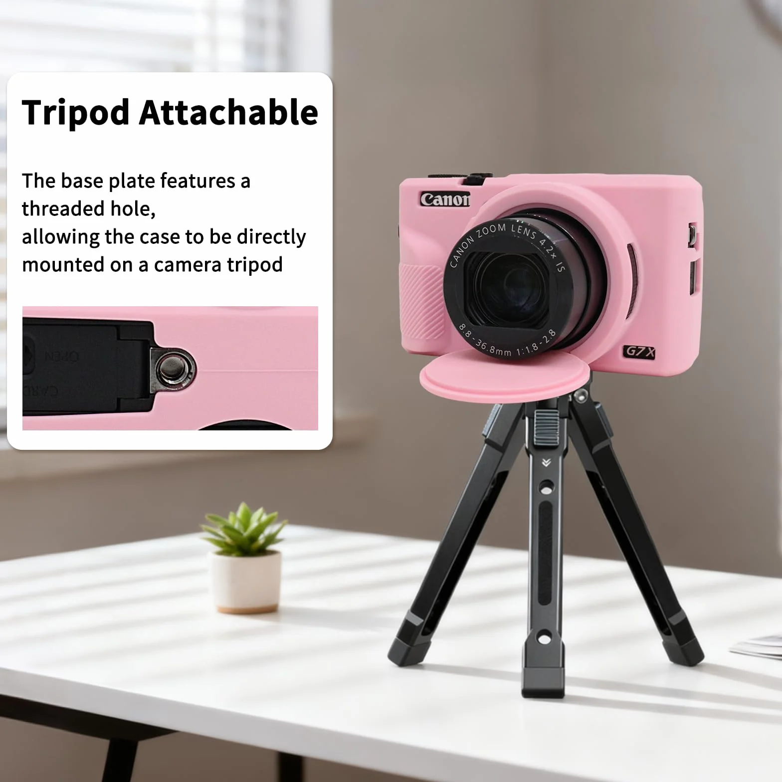 VOVMOEYA Etui na aparat do Canon Powershot G7 X Mark III z 2 szt. ochraniaczy ekranu, pełna ochrona, miękkie silikonowe etui G7X III, zdejmowana osłona obiektywu do Canon G7XIII G7X3-różowe