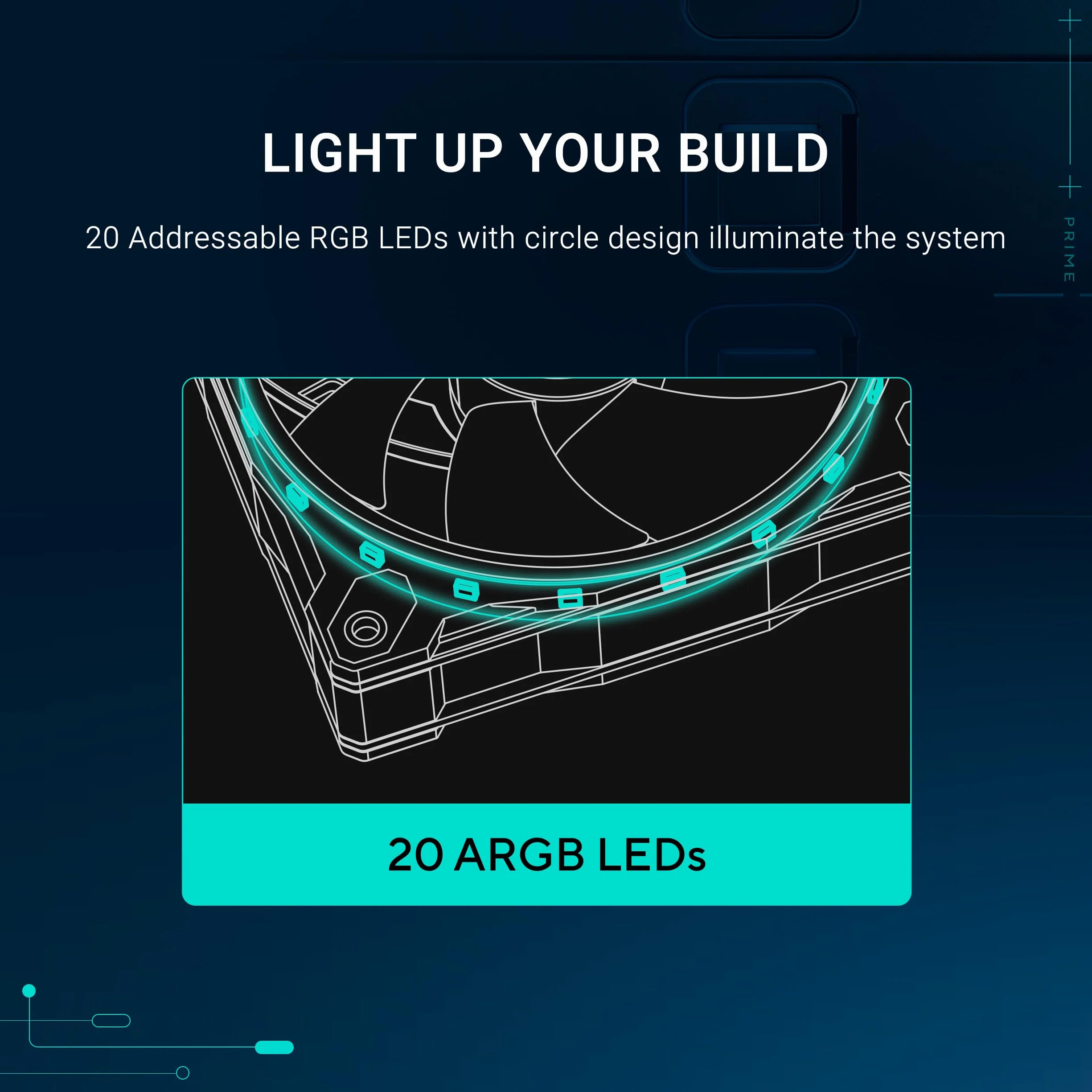 ASUS Prime MR120 ARGB Reverse Single Pack, wentylator PWM 120 mm, 20 LED ARGB, prędkość wentylatora 1600 obr./min, przepływ powietrza 58 CFM, grubość ramy 28 mm, Aura Sync