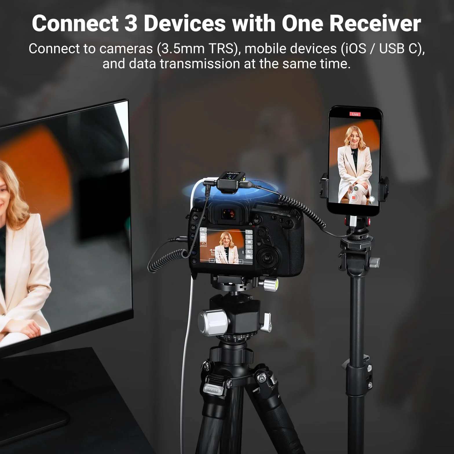 NEEWER CM28 Pro Bezprzewodowy mikrofon z klapką Lavalier z etui ładującym 48 KHz Nieskompresowany dźwięk 16 bitów Redukcja szumów Przechowywać 4 GB Nagrywanie 9 godzin Kompatybilny z iPhone iPad