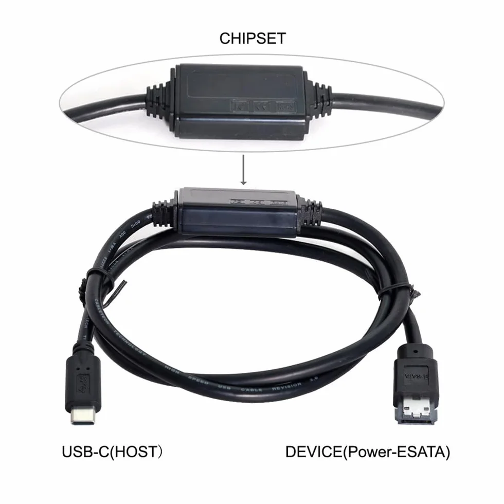 Konwerter USB-C typu C na zasilanie eSATA DC5V USB 3.0 na HDD/SSD/ODD eSATAp
