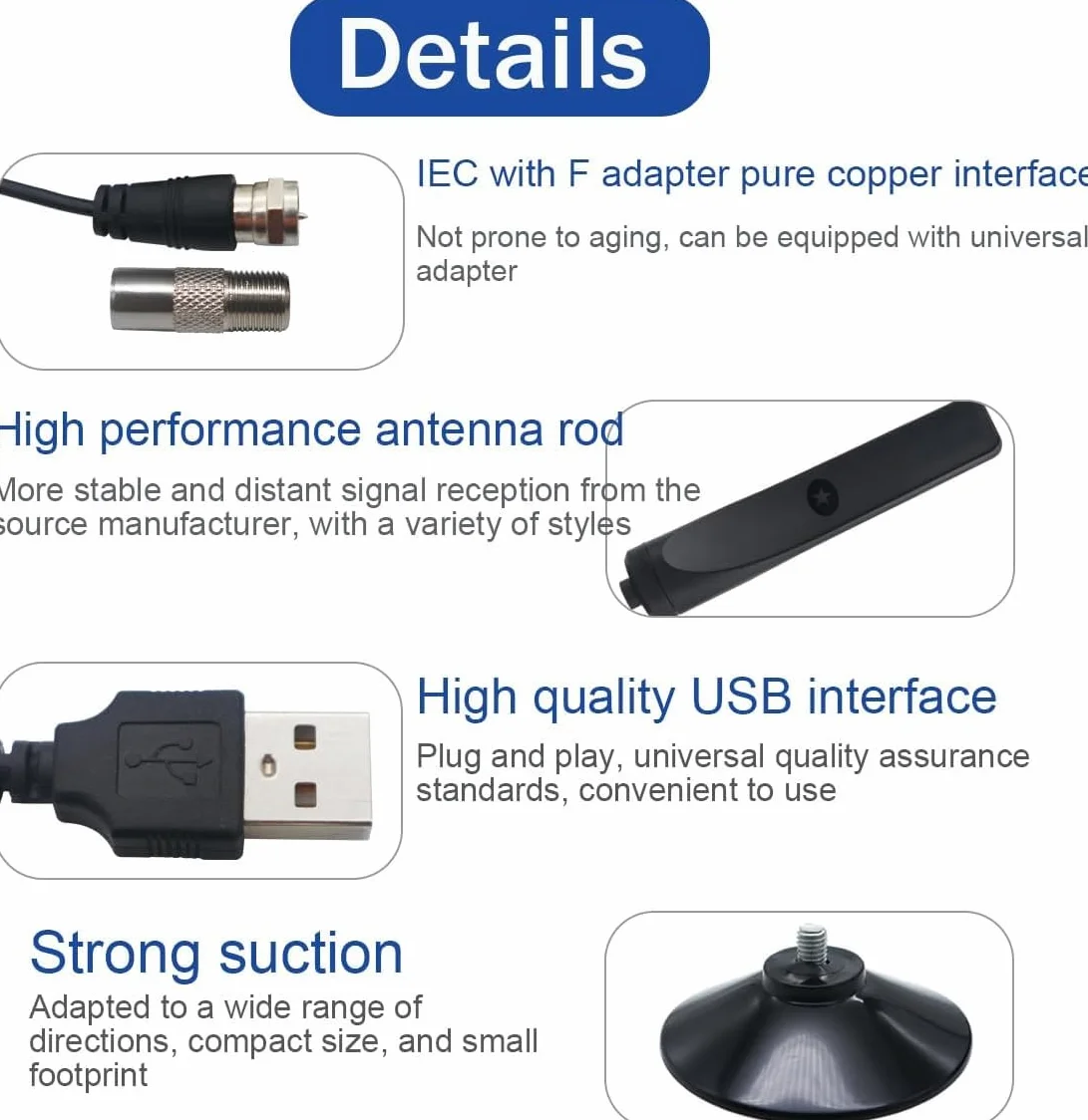 Wavemax antena telewizyjna Festberg Hitenna, antena DVB-T2, cyfrowa antena telewizyjna Freeview Rewave, do użytku w pomieszczeniach z silnym zasięgiem sygnału, inteligentna antena telewizyjna do