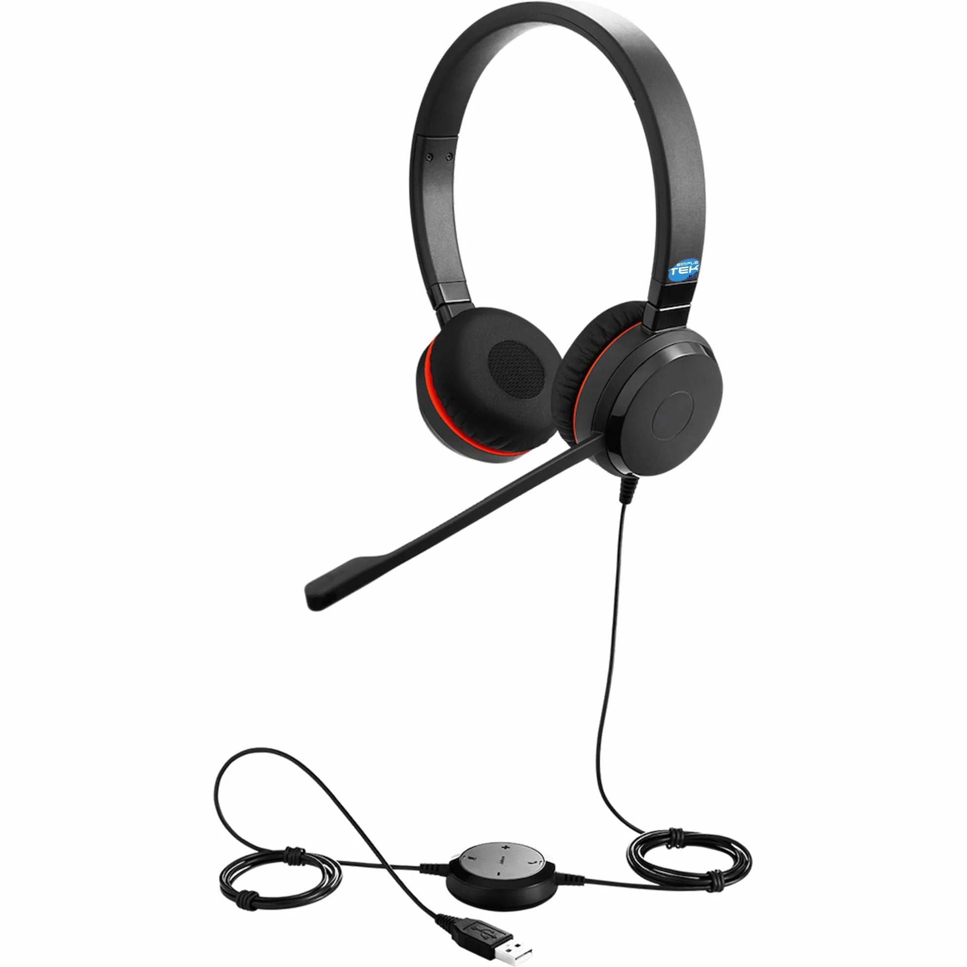 SIMPLETEK - Przewodowe słuchawki stereo Evolve 20 SE UC ze złączem 3,5 mm i adapterem USB-A - zoptymalizowane pod kątem komunikacji
