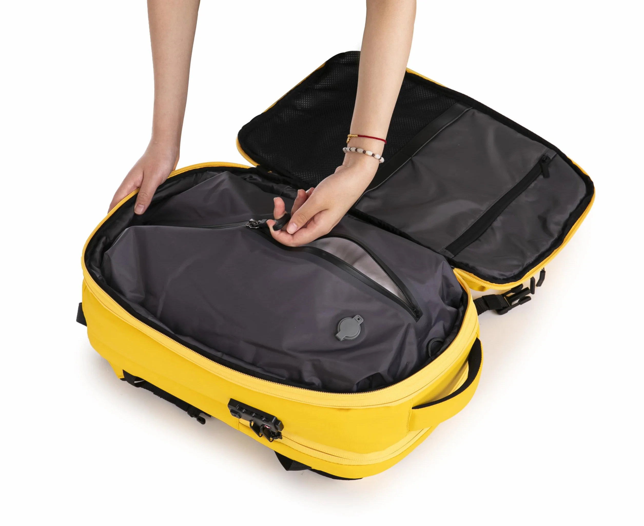 CELIMS - Plecak podróżny próżniowy | Format walizki kabinowej 55 x 35 x 25 i 55 x 40 x 20 | Wodoodporny | Torba podróżna na laptopa 17 cali | Zamek TSA | Opcjonalne koła i wózek / waga bagażowa/pompa