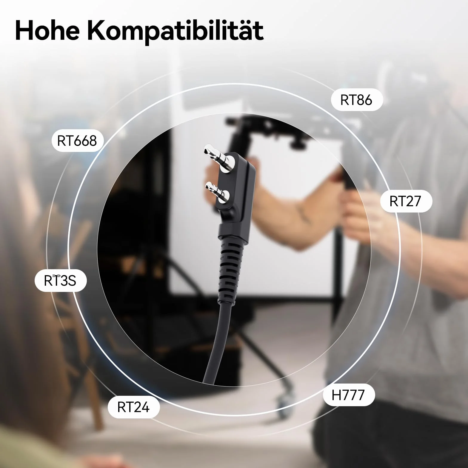 Retevis EHK015 Walkie Talkie Headset, ANC Overhead Radio Headphones, składany podwójny PTT Przyciski Obrotowy Mikrofon Kenwood 2-Pin, kompatybilny z Baofeng UV5R Retevis RT24 RT27 RT668 RT86(1 szt)