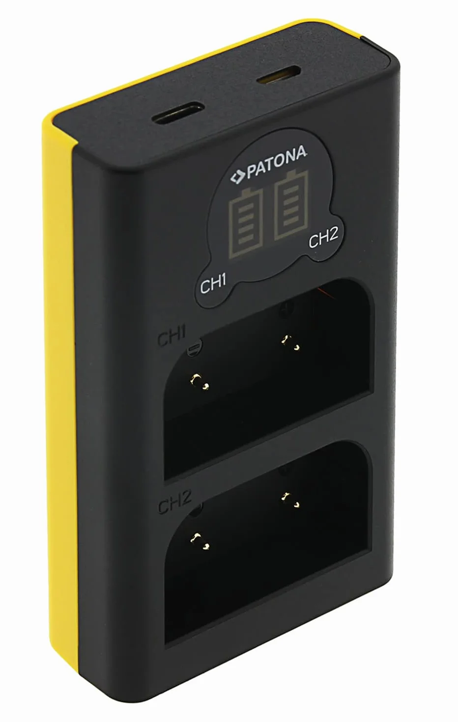 PATONA Dual LCD Ładowarka USB-C/Micro-USB do Olympus BLX-1 BLX1 | Kompaktowa ładowarka podróżna do OM System OM-1, OM1 Mark II, OM-3, OM3, z kablem USB