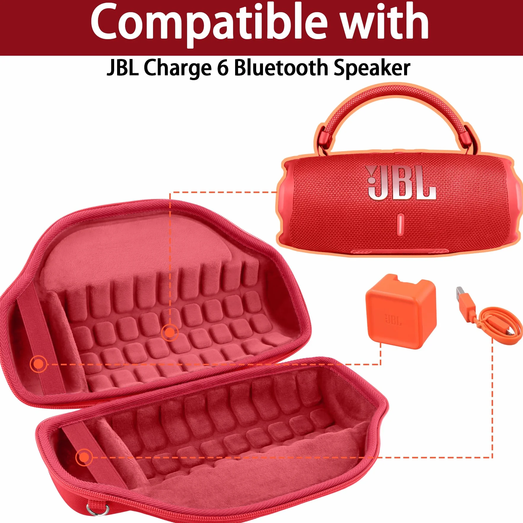 co2CREA Storage Carry Travel Twardy futerał do JBL Charge 6 Przenośny głośnik Bluetooth, tylko etui