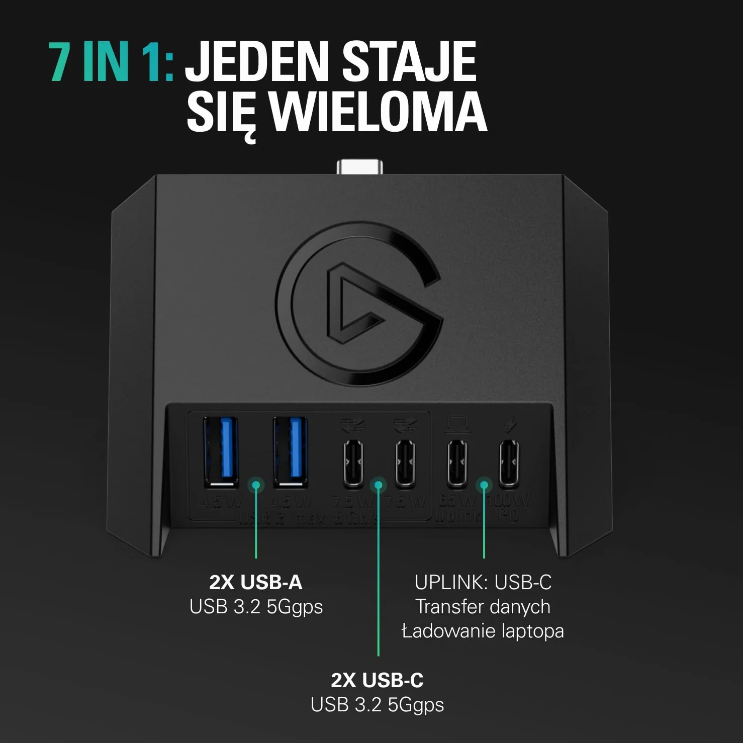 Elgato USB Hub – Do Stream Deck +, 2 Porty USB-C/2 Porty USB-A, Zasilanie, Czytnik Kart SD/MicroSD – USB-C, Mac/PC, Stream Deck i Zasilacz Nie Znajdują Się w Zestawie | 2 x USB-A, 2 x USB-C 5 Gb/s, czytnik kart SD/microSD, 100 W Power Delivery, PC/Mac