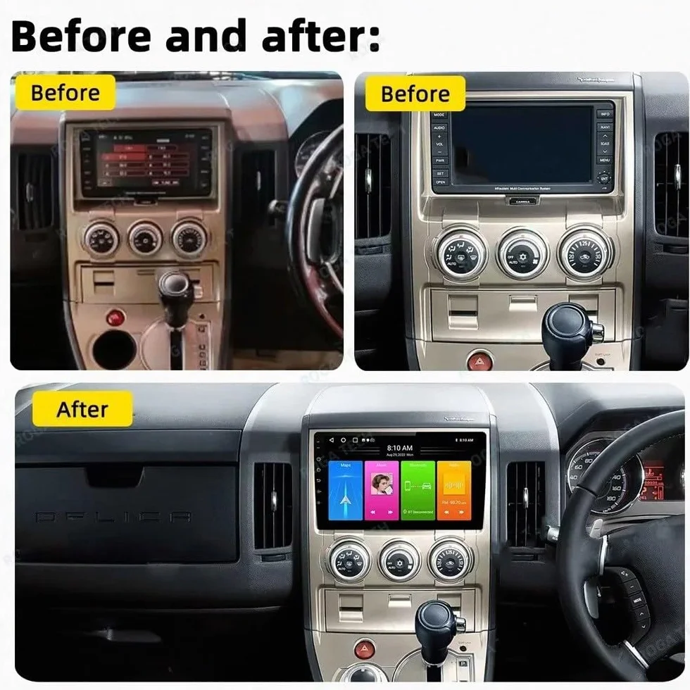 Car Radio dla Mitsubishi Delica D5 2007-2009 Android 15 9 Inch Touch Screen with Wireless Carplay Android Auto For, 8 Core 4G+64G