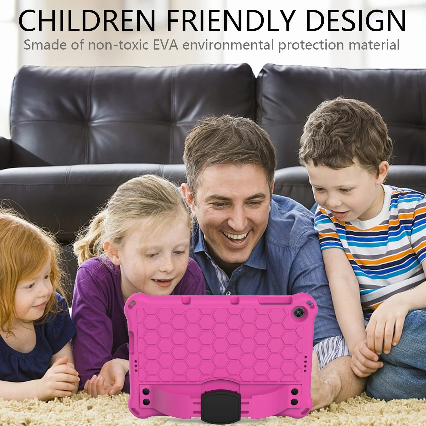 Etui ochronne do Huawei MatePad T10 9,7 cala / MatePad T10s 10,1 cala / Enjoy Tablet 2 (2020), wytrzymałe, odporne na wstrząsy silikonowe etui ochronne z uchwytem stojakiem i paskiem na ramię - różowo-czerwone + czarne