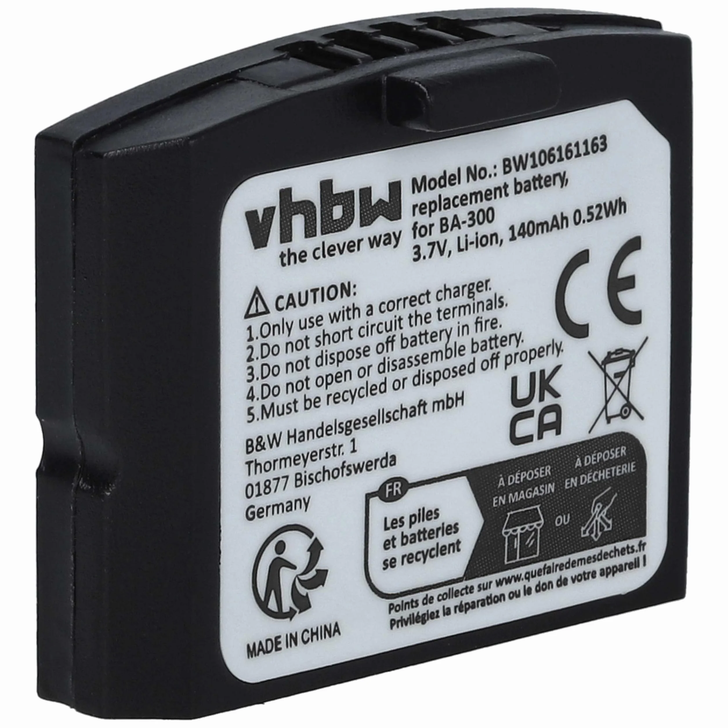 Sennheiser vhbw Akumulator 140 mAh 3,7 V do słuchawek Set 830 S, Set 840 S jak BA-300