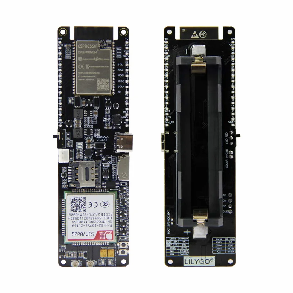 LILYGO Moduł płytki rozwojowej ładowania słonecznego ESP32-WROVER-B chip bezprzewodowy moduł WiFi BLE 18560 uchwyt baterii TTGO T-SIM7000G SIM CH9102F 16MB
