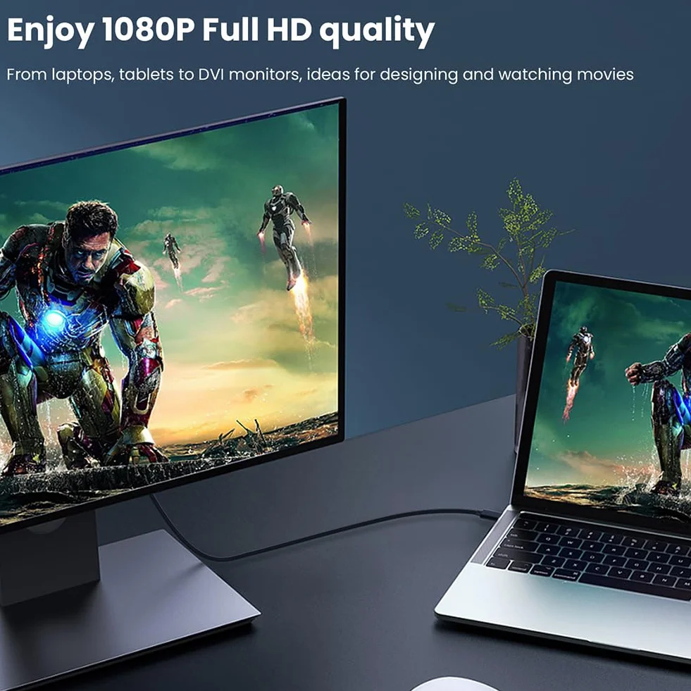 AXFEE Kabel USB-C na DVI, 1,8 m, kabel USB typu C na DVI, wtyczka USB-C na gniazdo DVI, konwerter kablowy do monitora, telewizora, projektora, kompatybilny z iPhone 15 Pro/Max, MacBook Pro/Air iMac