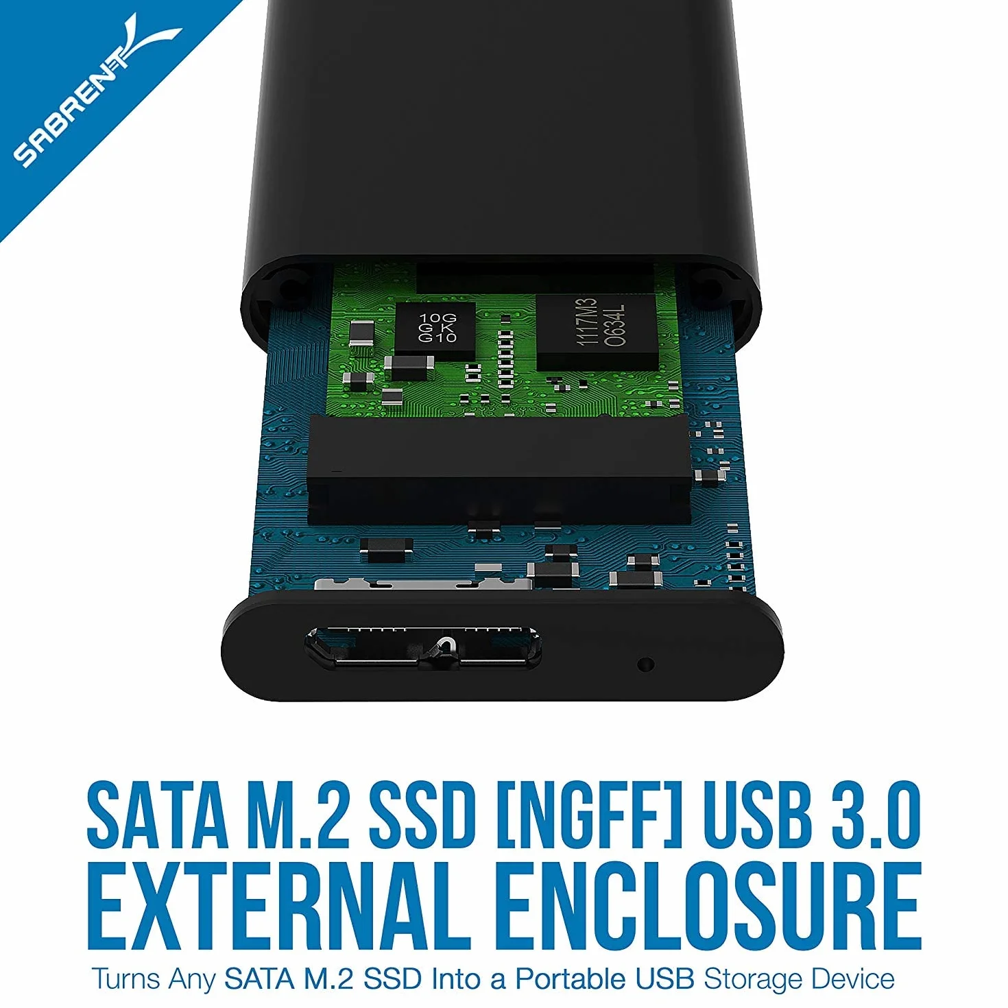 SABRENT Obudowa M.2 SSD na adapter USB 3.2, szybki transfer danych, zewnętrzny konwerter dysku twardego M.2 NGFF, aluminium premium, obsługuje klucz B+M (tylko dla M.2-SATA-SSD) (EC-M2MC)