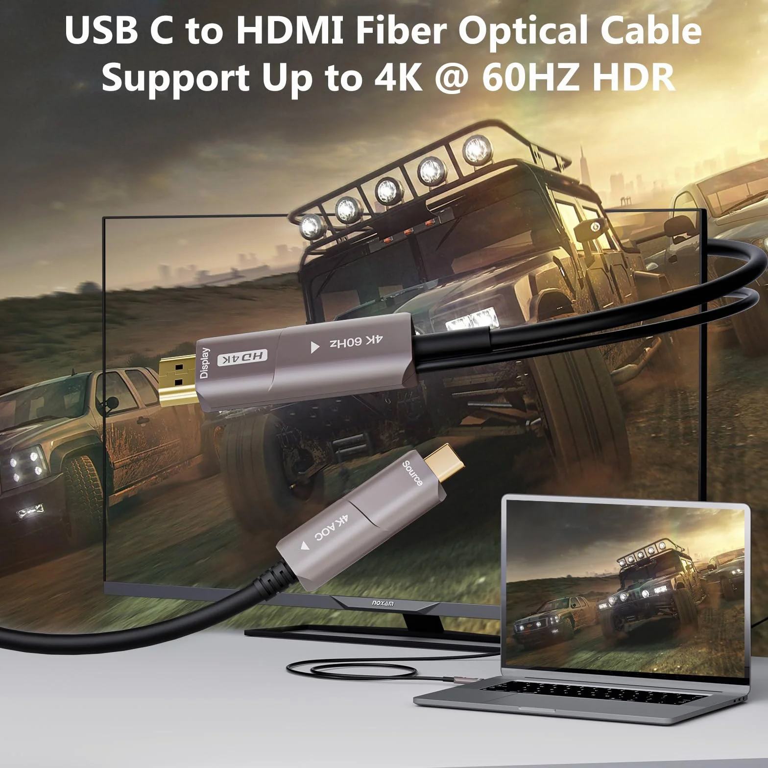 Kabel USB C na HDMI Fiber Optic kabel USB 3.1 Type C do 4K HDMI, kompatybilny z Thunderbolt 3/4, do MacBook Pro/Air (F0402-AOC-10M)