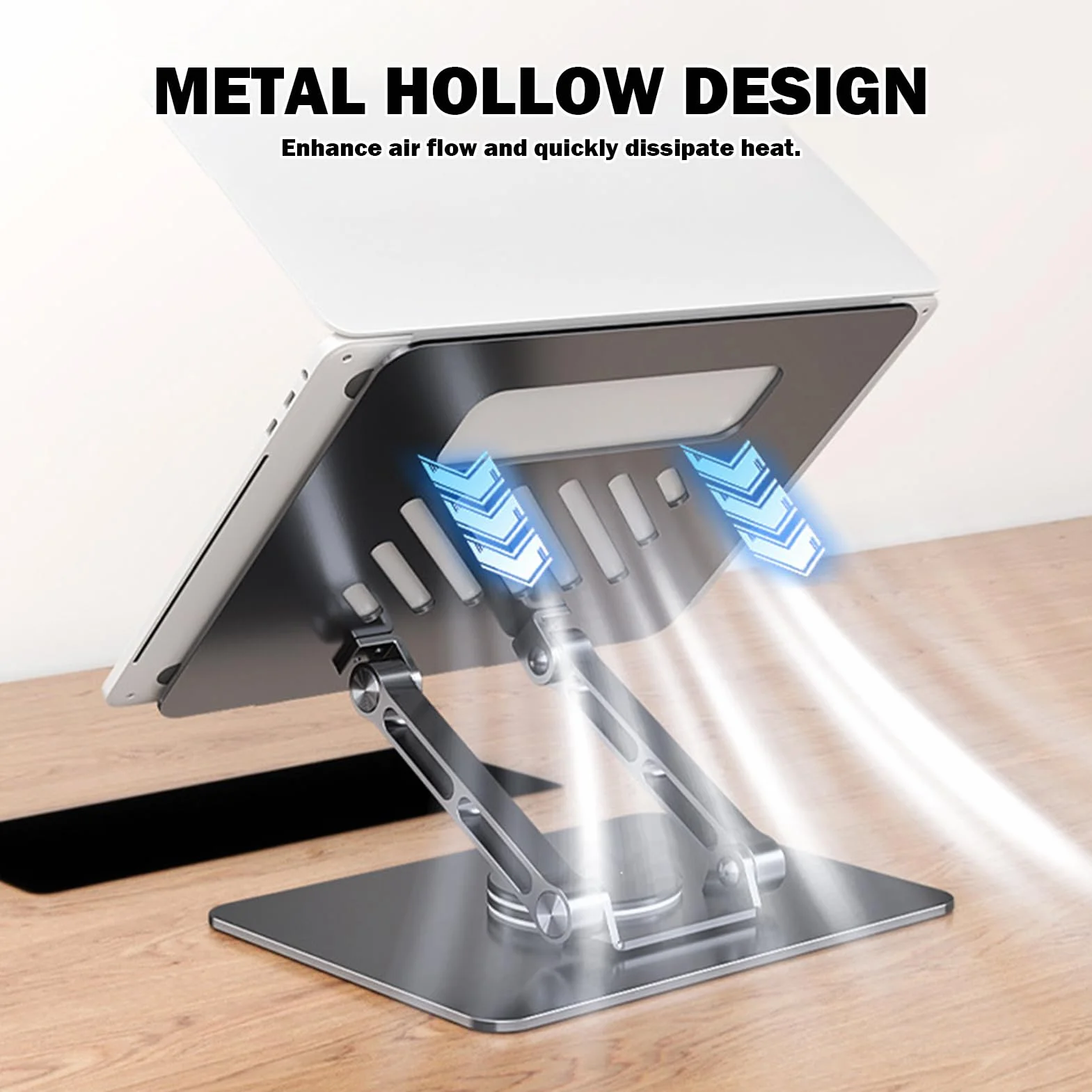 Generisch na laptopa, metalowy uchwyt na laptopa, stop aluminium | regulowany obracany o 360°, ergonomiczny uchwyt biurkowy do domu i biura, 10,43 x 8,86 x 6,69