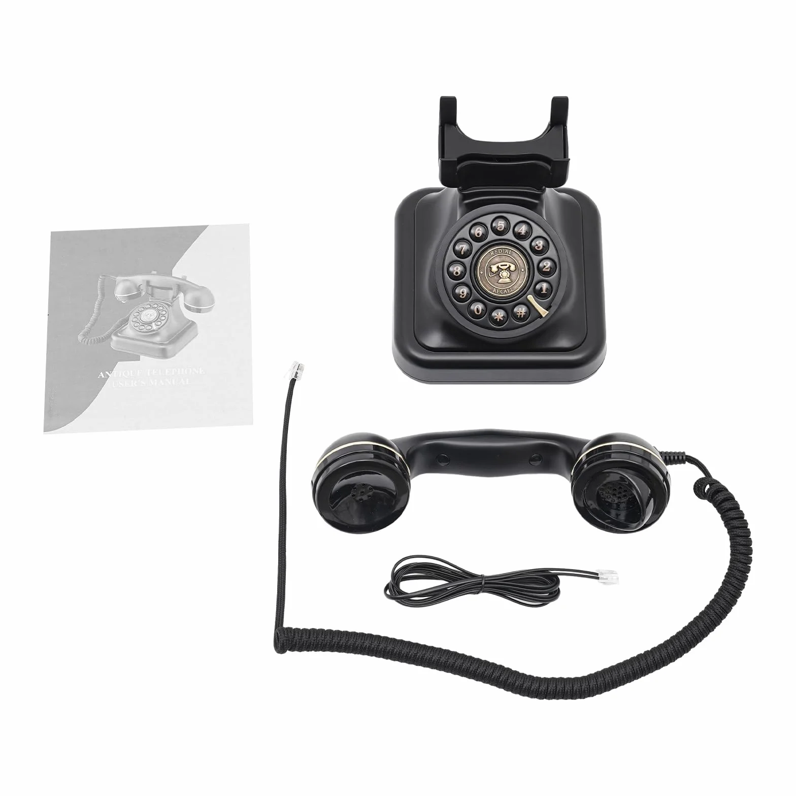 Vintage Retro Telefon Przewodowy Telefon do salonu, Sypialni, Biura Czarny