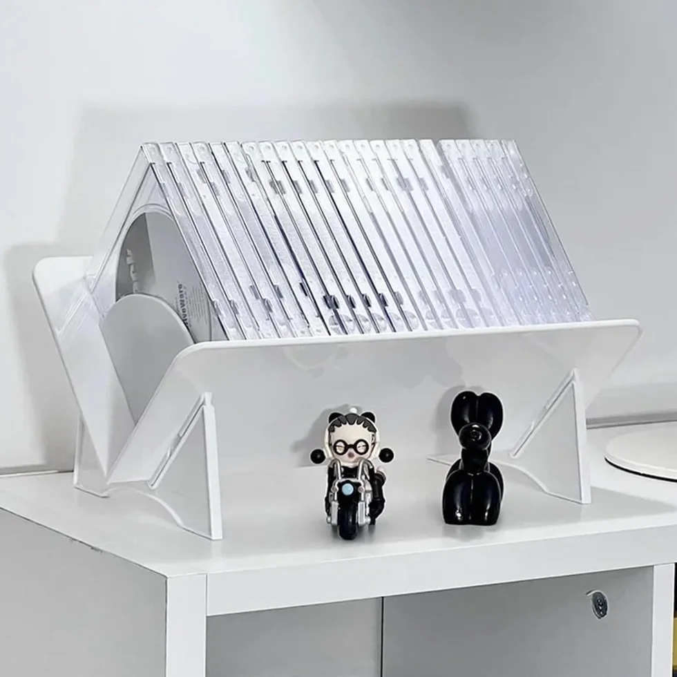 Stojak do przechowywania płyt CD Disc Storage Rack CD Album Record Display Stand Transparent Bookshelf Stojak na płyty(Transparent)