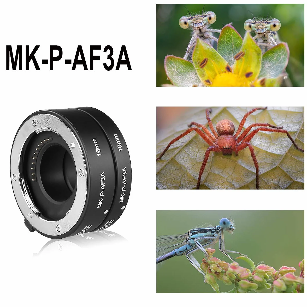 Meike MK-P-AF3A metalowa rura przedłużająca do automatycznego ustawiania ostrości do obiektywów aparatu Olympus Panasonic Micro Four Thirds M4/3 System 10 mm 16 mm