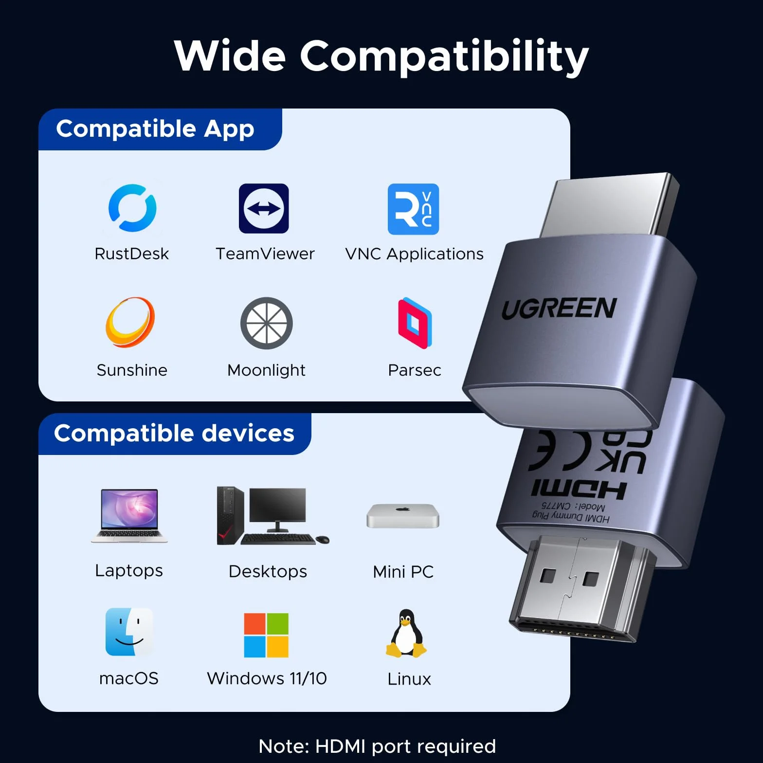 UGREEN HDMI Dummy Plug 4K@60Hz 4 sztuki