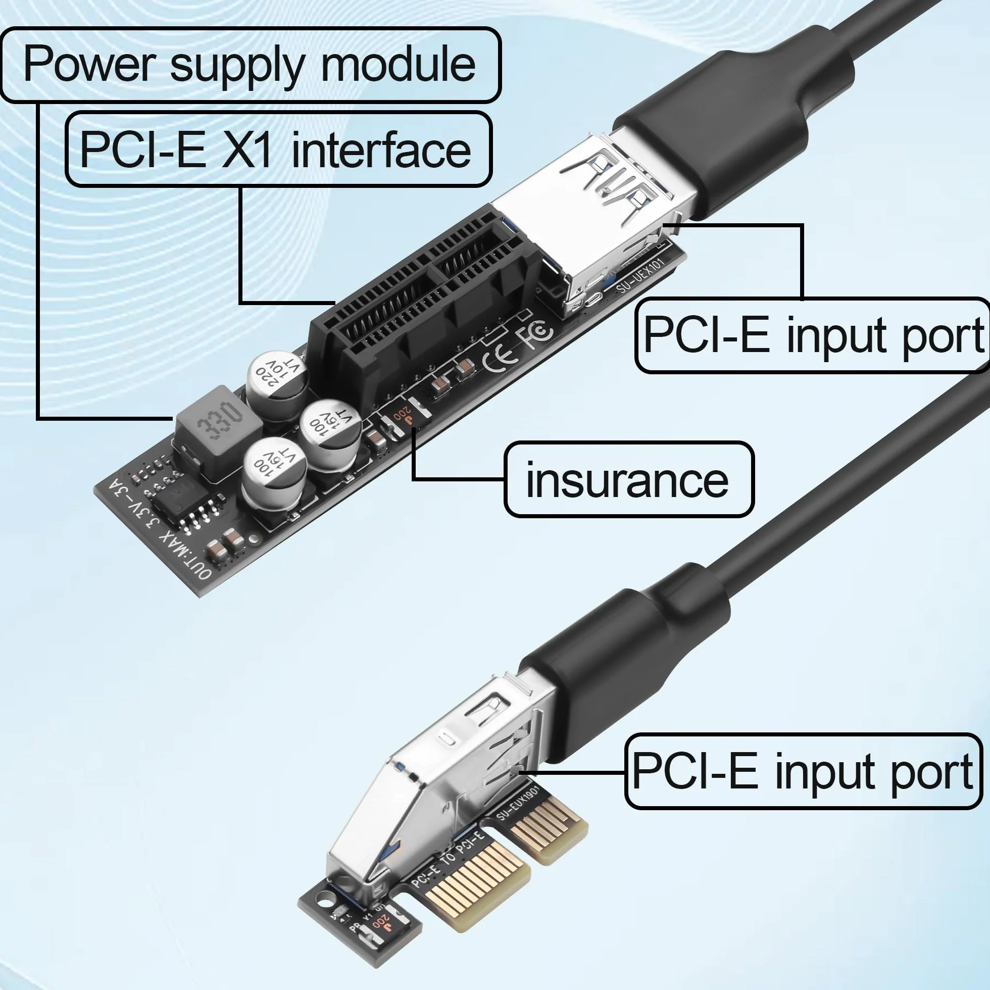 Kabel riser PCIe 3.0 x1 90-stopniowy 60 cm
