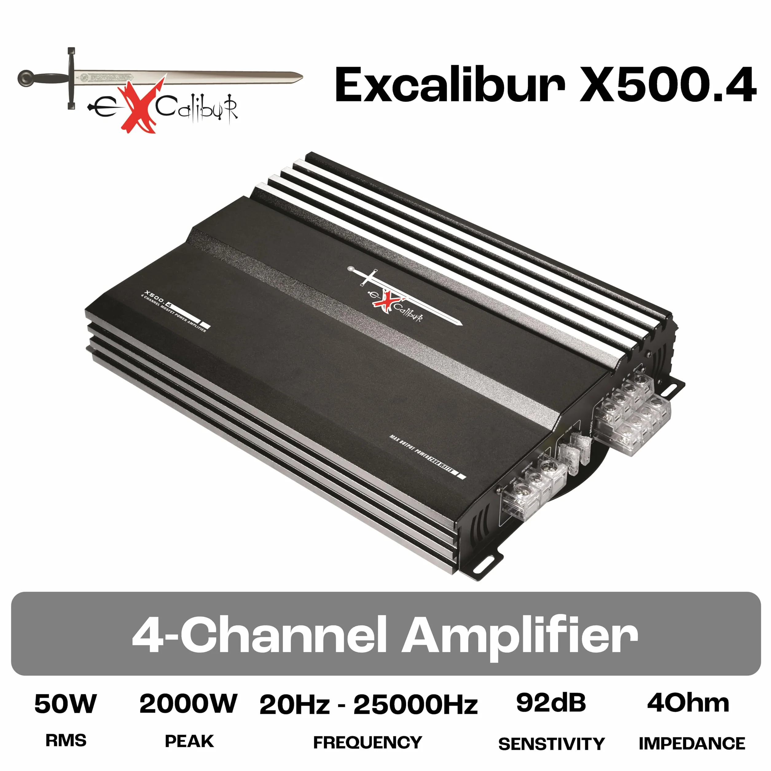 Excalibur X500.4 wzmacniacz mocy (MOSFET, 4-kanałowy, 2000 W)