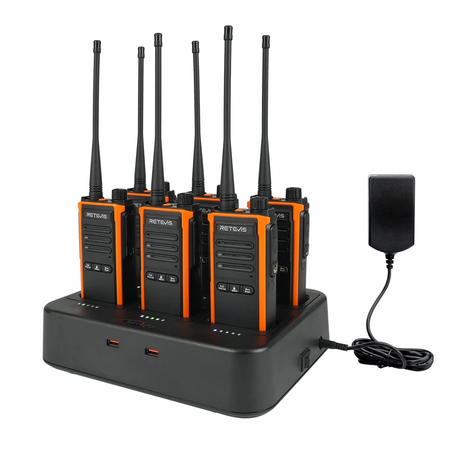 Retevis C65B Walkie Talkies Dalekiego Zasięgu, Wodoodporny Radiotelefon Dwukierunkowy IP67, z 6-Kierunkową ładowarką, Ręczny Radiotelefon Dwukierunkowy dla Szkół Budowlanych (6 Sztuk)