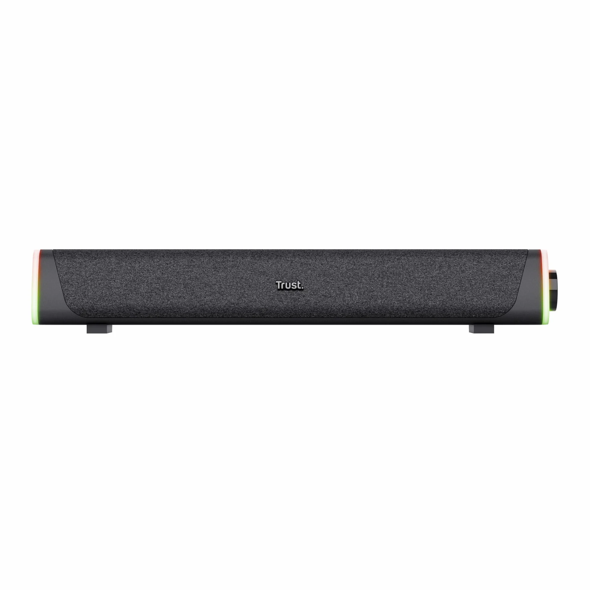 Trust Liro Soundbar do Komputera i Laptopa, Kompaktowy Głośnik Stereo LED RGB Zasilany przez USB, Moc Szczytowa 12W, Połączenie Audio Jack 3,5 mm, Podświetlane Głośniki PC, Czarny