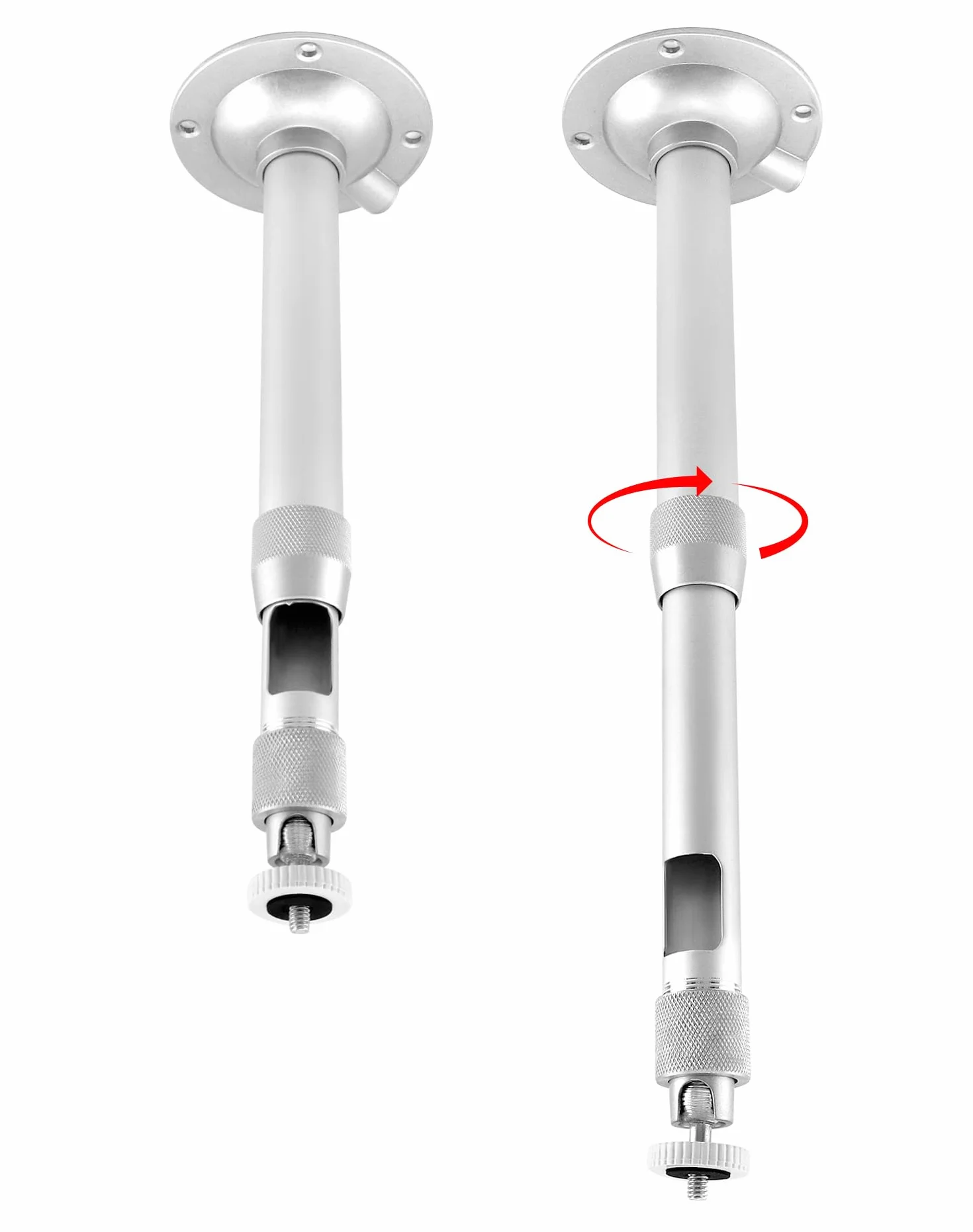 QWORK® Uchwyt do projektora uchwyt sufitowy lub ścienny - regulowany 20-40cm - uniwersalny gwint 1/4 - do mini projektora, aparatu cyfrowego, kamery