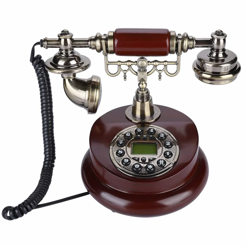 Telefon stacjonarny w stylu retro, vintage, przewodowy telefon stacjonarny, przewód z zasilaniem, biuro hotelowe, Home Desktop, telefon przewodowy, z antypoślizgową matą,