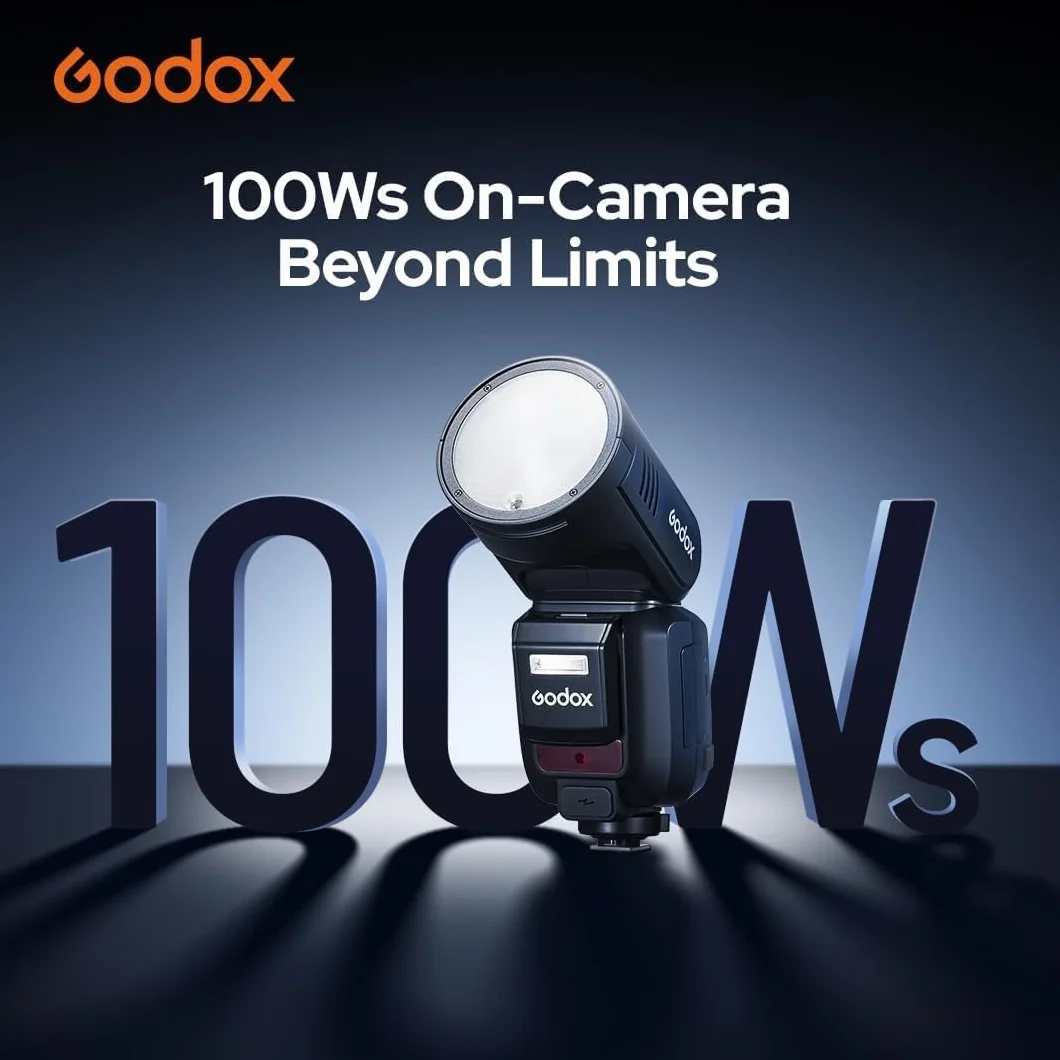 Godox V100C V100 C V100-C lampa błyskowa z okrągłą głowicą Speedlite do aparatów Canon EOS 100 W TTL HSS 1/8000s 2,4G wbudowane światło wypełniające LED