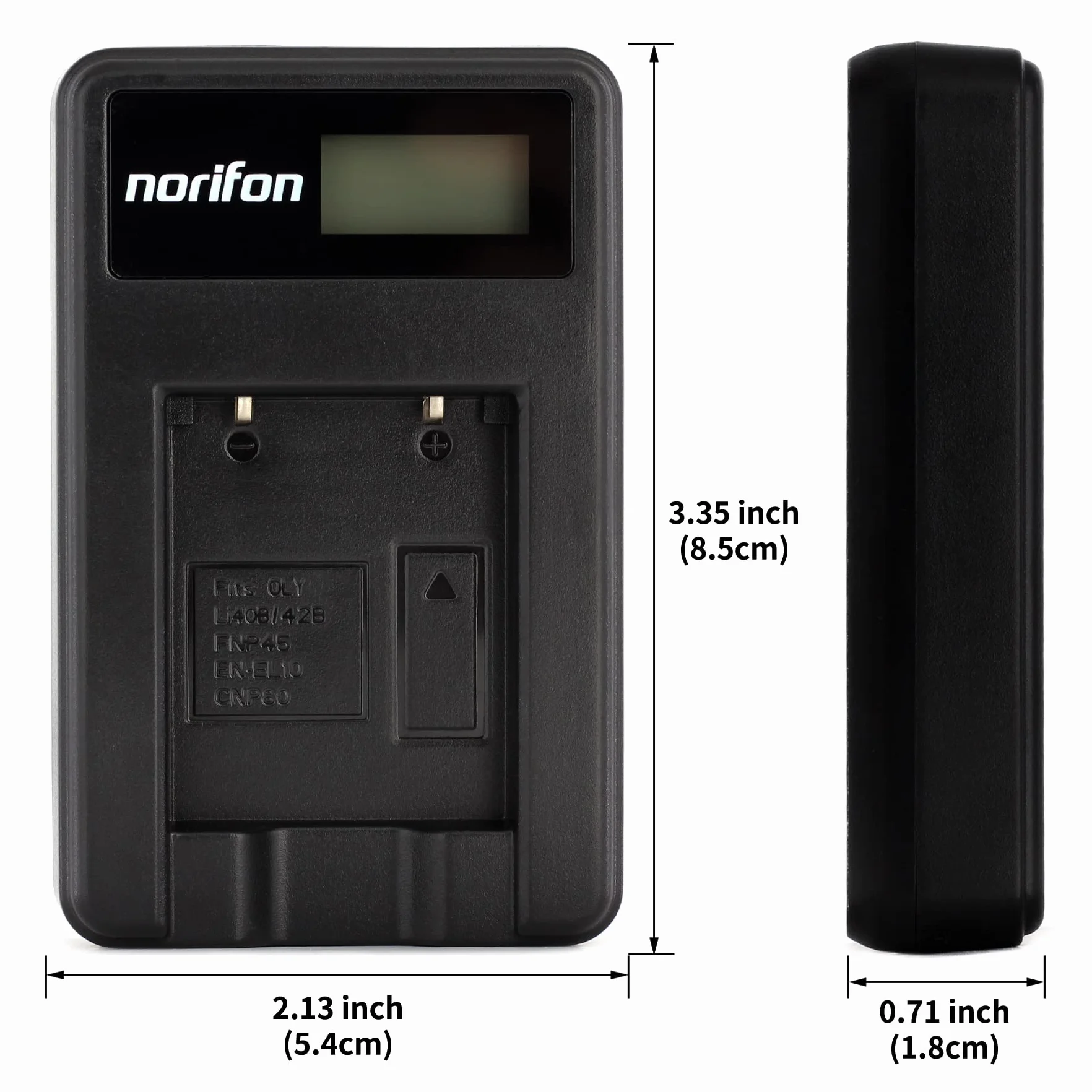Norifon NP-80 LCD USB Ładowarka do Casio Exilim EX-G1, Exilim EX-N1 | Kompatybilny z Casio Exilim EX-S5, EX-S8, EX-S9, EX-Z35, EX-Z550, EX-Z800 Aparat