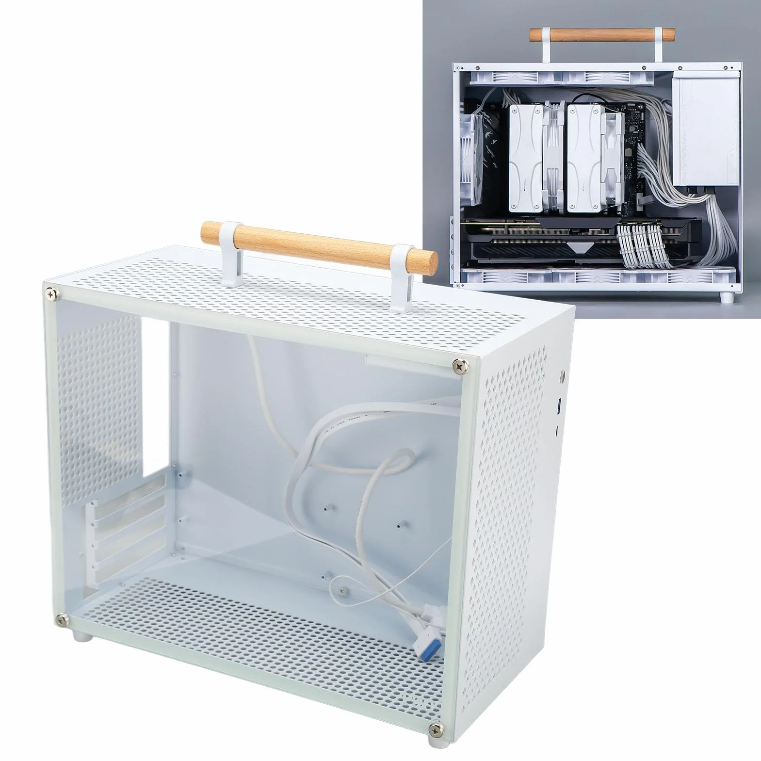 Obudowa Mini ATX Panel Boczny z Hartowanego Szkła Mini Obudowa do Gier Biurowych, Bogaty Interfejs z Typem C i USB 3.0, Prosty Styl do Domowej Rozrywki, do Pracy Biurowej i Gier, „stal, 20,6