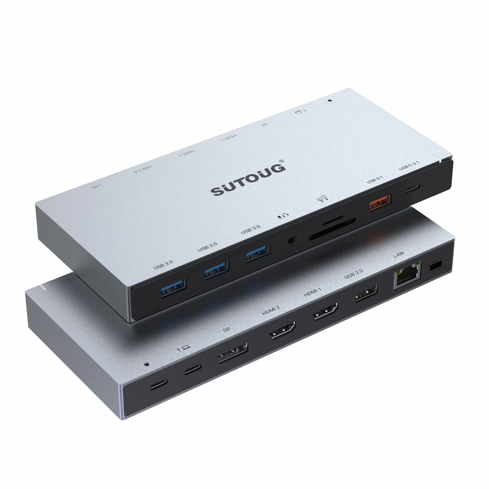 Stacja dokująca, SUTOUG 15 w 1 USB C stacja dokująca 3 monitory z 2 HDMI 4K, DisplayPort, USB 3.1/USB-C Data 3.0, kompatybilna z Windows i MacOS