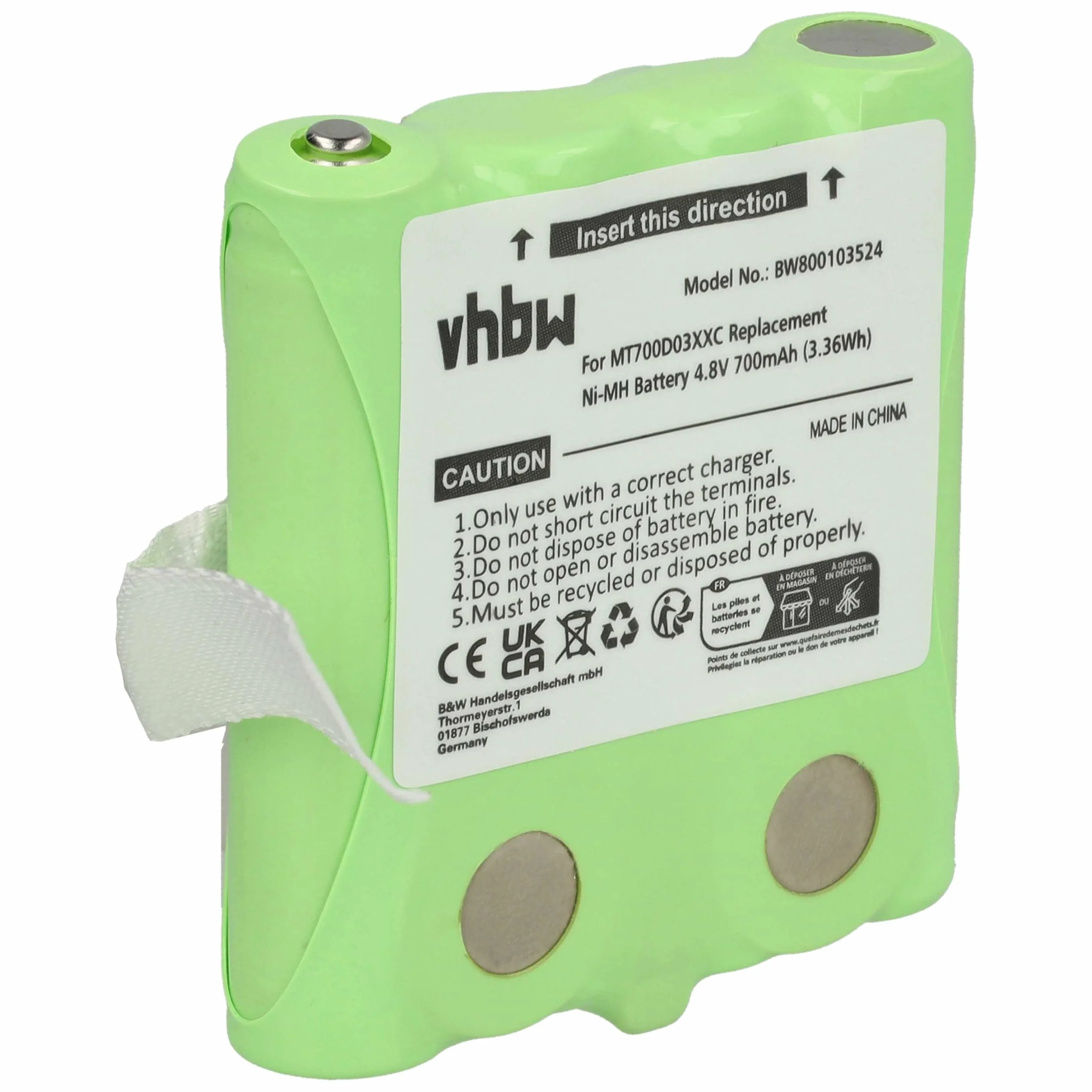 vhbw 1 x akumulator LH060-3A44C4BT do radia (700 mAh, 4,8 V, NiMH)