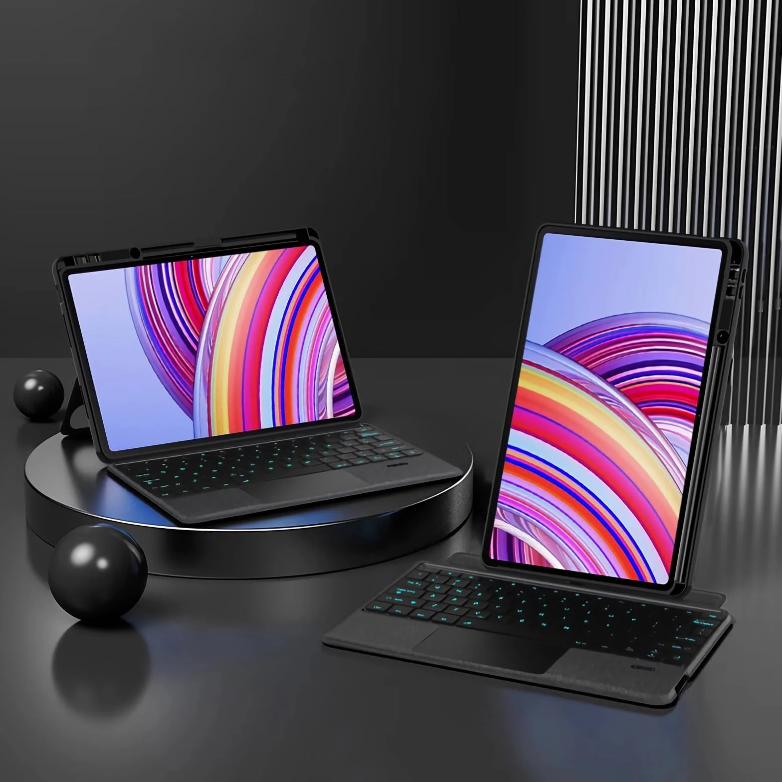 Etui z klawiaturą do Redmi Pad Pro 12.1", Odłączana Podświetlenie Klawiatura Bezprzewodowa z Uchwytem Na Ołówek, Cienka Obudowa Folio z Myszą Bluetooth