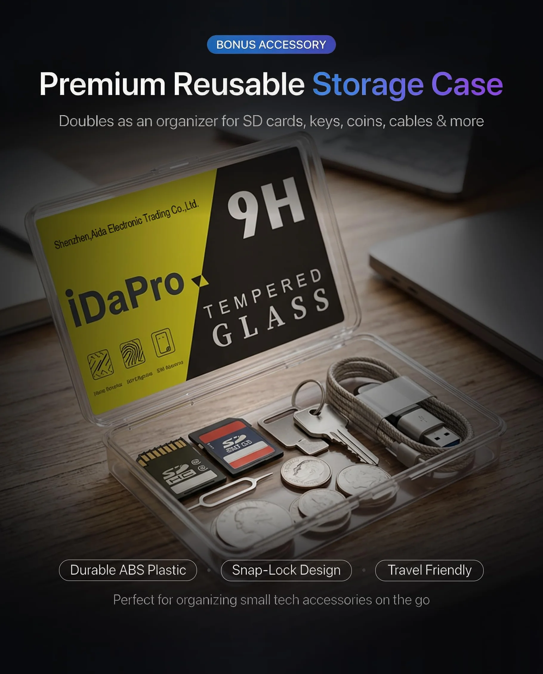 iDaPro Screen Protector+ Lens Protector do GoPro Hero 13, Szkło 9H | 2 ekran + 2 obiektyw + 2 Front + pudełko ABS. Twardość 9H, odporne na rysy, bez bąbelków, HD, antyodciskowe, łatwy montaż.