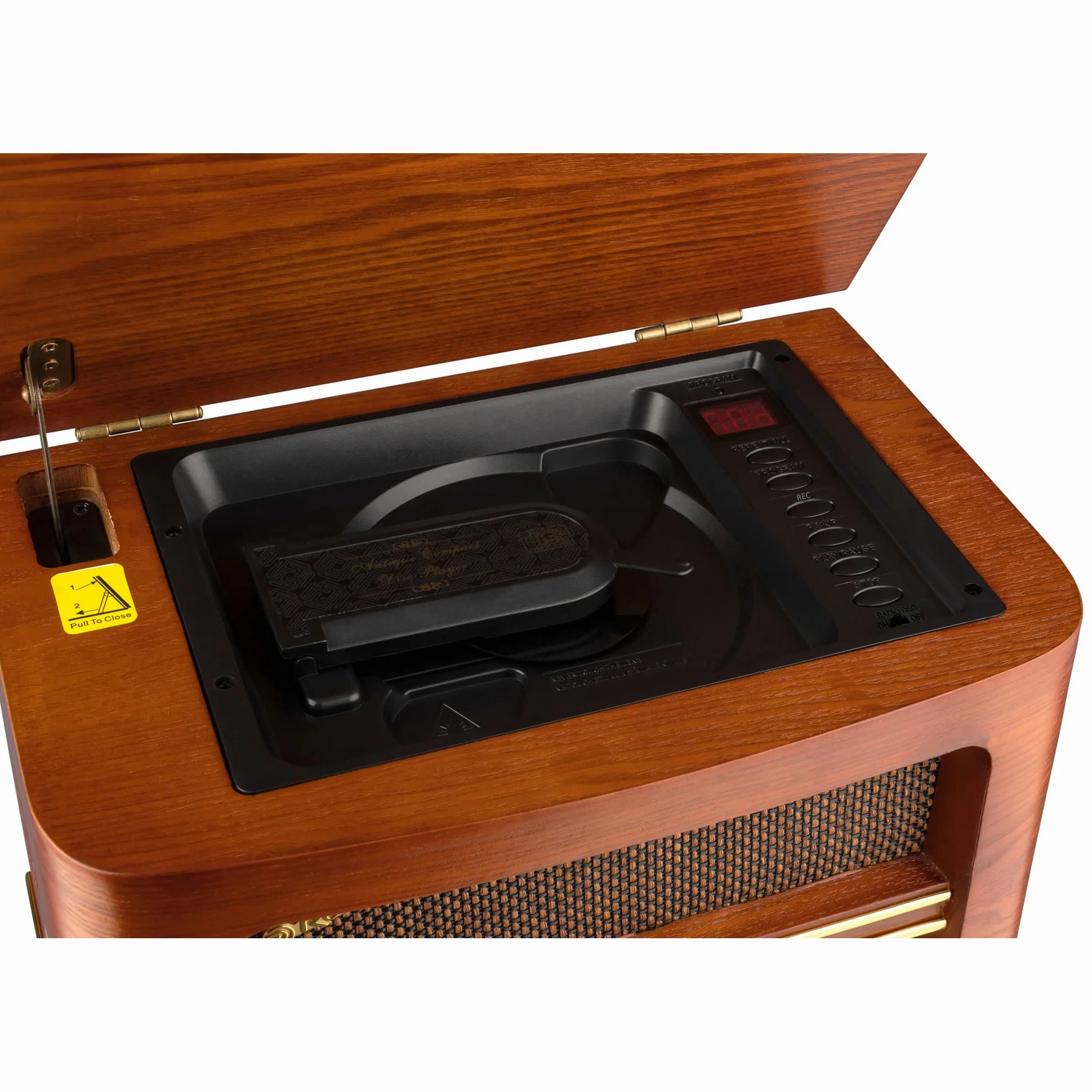 Roadstar HRA-1500UEMP Przenośne radio CD Vintage FM/MW, Odtwarzacz CD-MP3, Funkcja nagrywania USB, Stereo, Pilot zdalnego sterowania, Połączenie słuchawkowe, Drewno