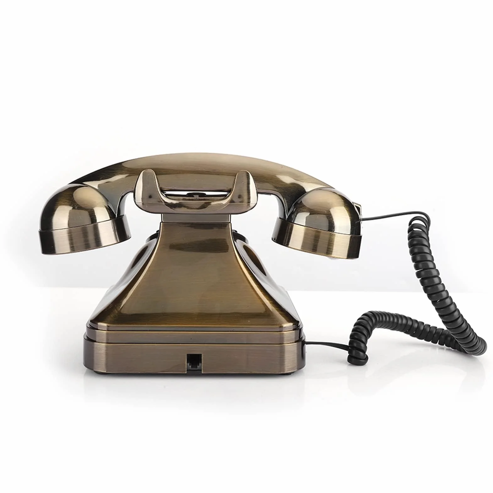 Ejoyous Antyczny telefon, retro vintage brązowy telefon stacjonarny staromodna tarcza z przyciskiem przewodowy telefon dekoracyjny rozmówca na biurko do domu biura hotelu dekoracja