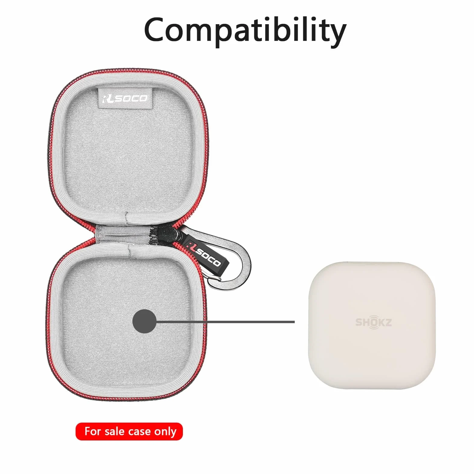 RLSOCO Etui do SHOKZ NOWE OpenFit 2+/2/OpenFit Air Słuchawki Otwarte | ochronna osłona zderzaka z karabińczykiem,Wodoodporny, Odporny na wstrząsy, Pyłoszczelny(Tylko Etui) - czarny