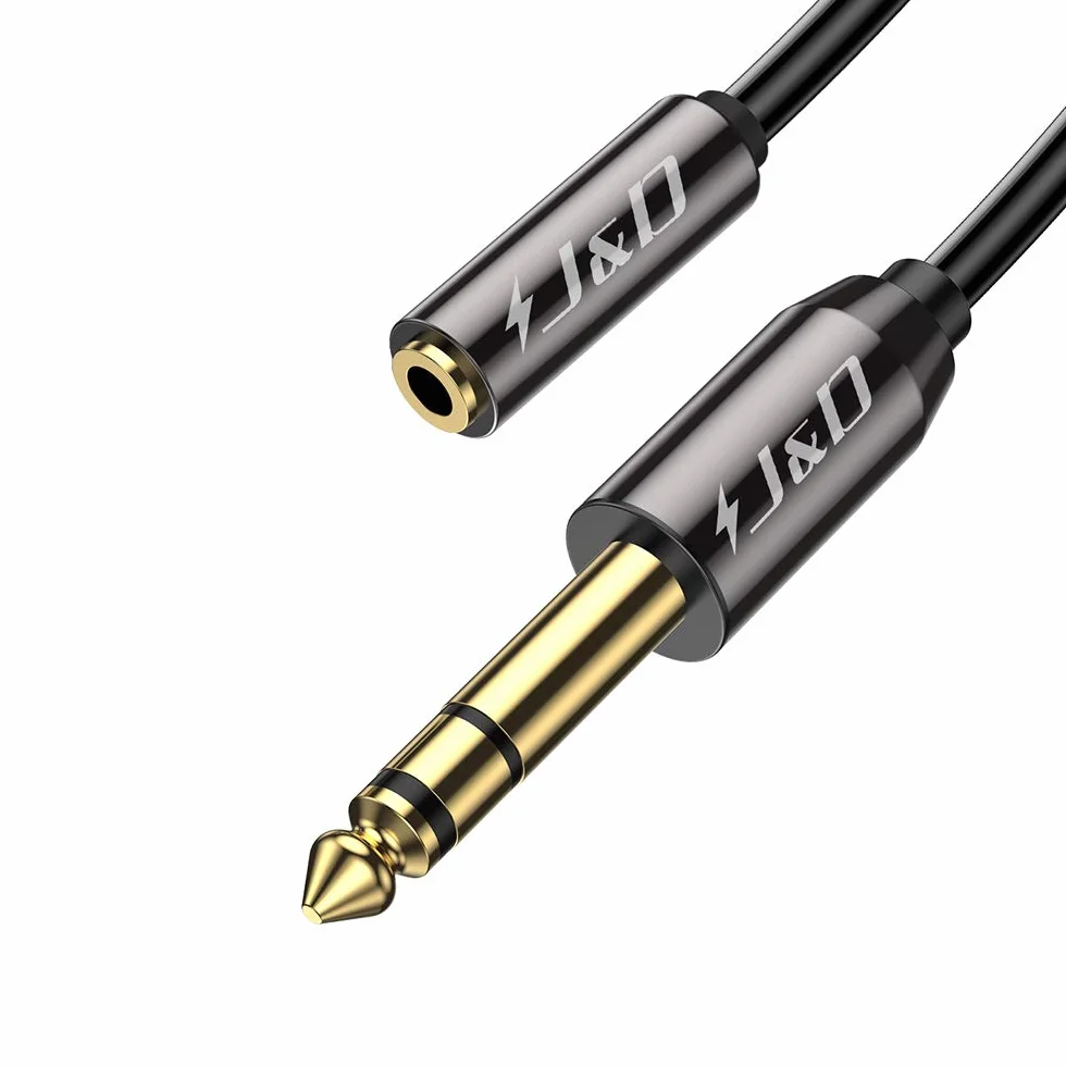 J&D 3,5 mm zu 6,35 mm Kabel, Gold-Plated Kupfer Shell Heavy Duty 3,5mm TRS Weiblich auf 6,35mm TRS Männlich Stereo-Audiokabel Adapter 1.8m