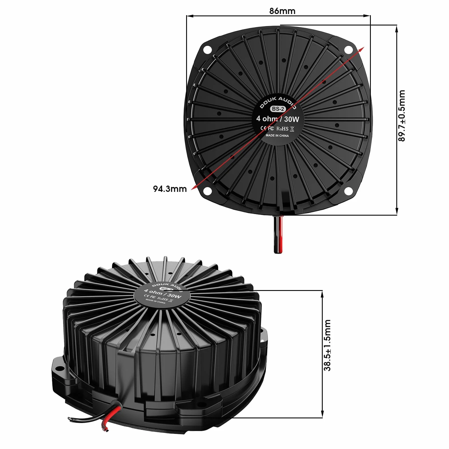 Douk Audio BS-2 Bass Shaker Przetwornik taktyczny | Głośnik niskotonowy subwoofer, kino domowe, samochód audio, wrażenia wibracyjne w fotelu gamingowym