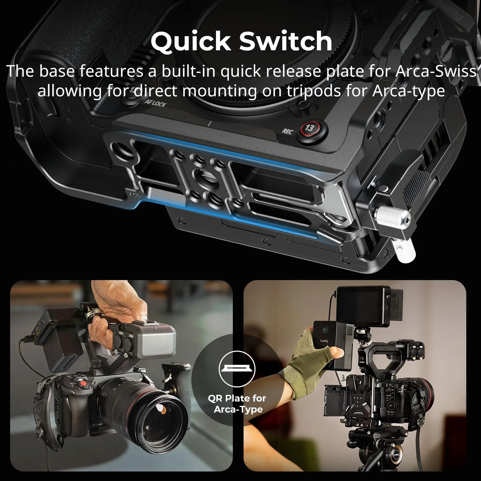 SMALLRIG Zestaw Cage do Canon C50 z przedłużeniem uchwytu XLR, klatką kamerową z mocowaniem na zimną stopkę, zaciskiem kablowym do HDMI, wbudowaną płytką szybkiego montażu do Arca - 5657