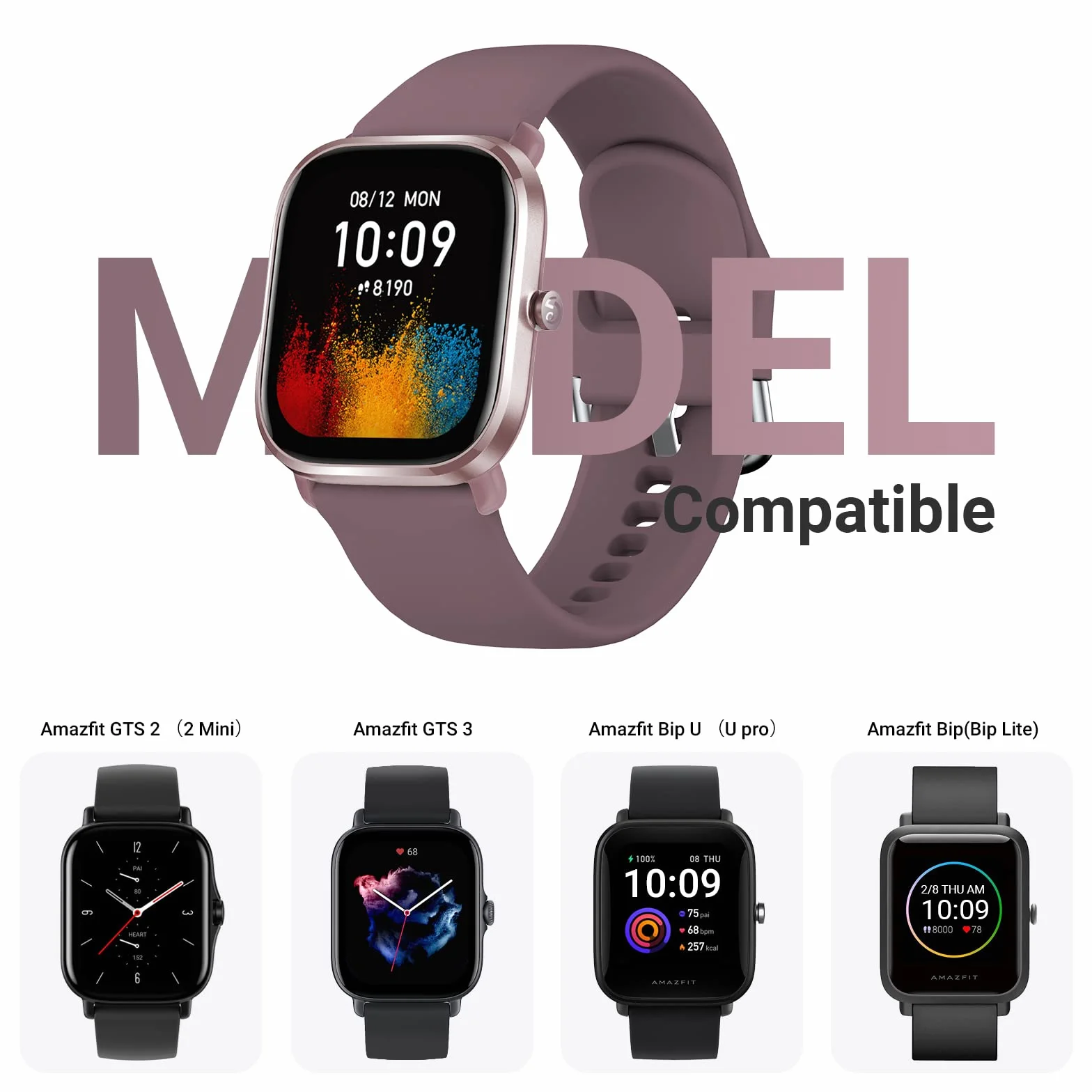 Higgs Pasek 20mm do Amazfit GTS 4 Mini GTS 2 2e 3 4 42mm Bip U Pro Bip S Lite, Silikonowy Sportowy Biały